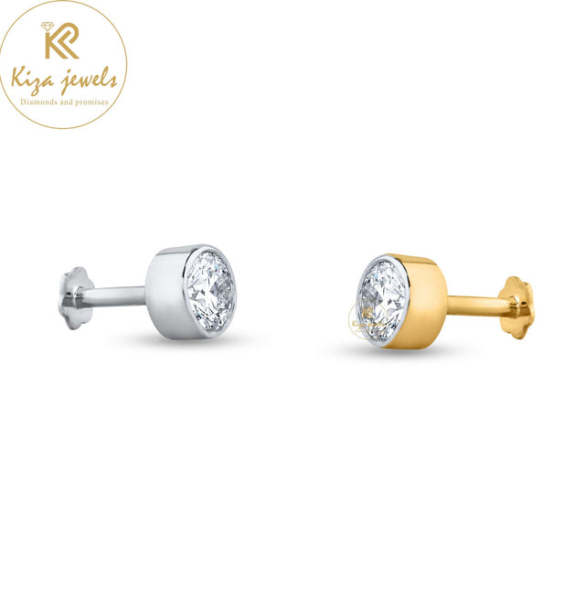 0.32 TDW Round Cut Diamond Yellow/White Gold Stud Earring
