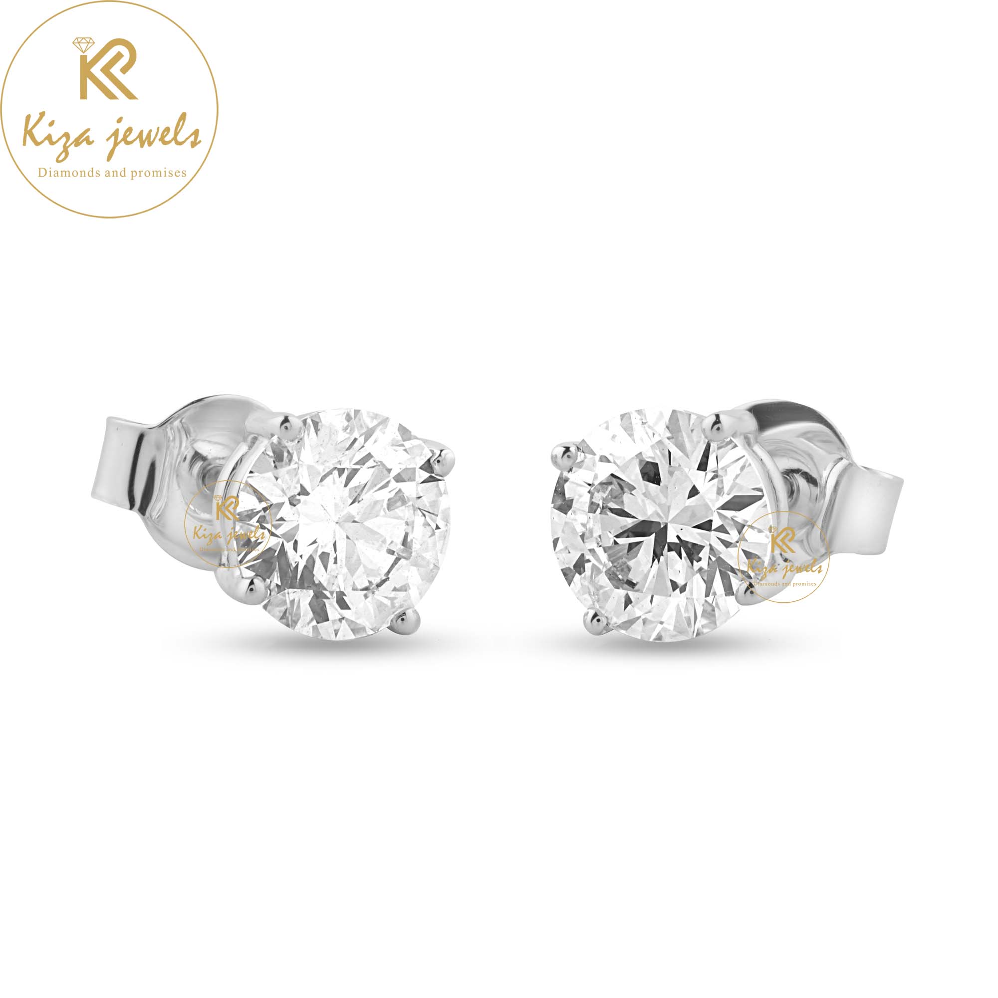 0.97 TDW Round Cut Diamond Stud Earring