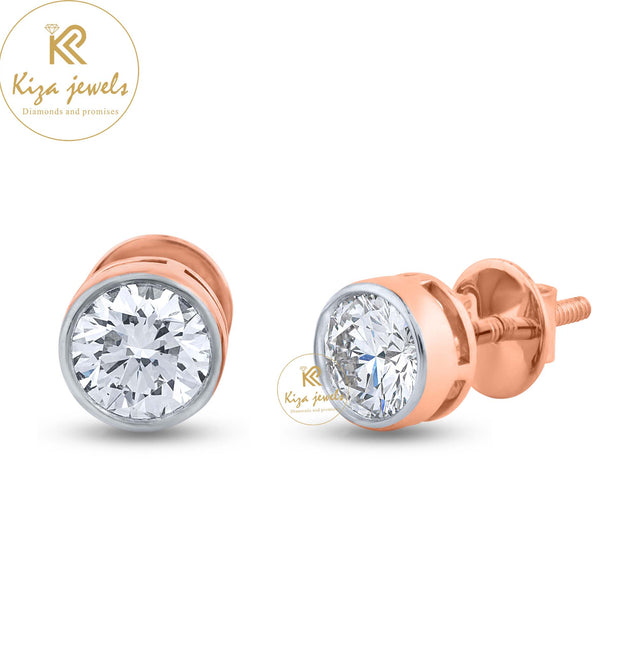 1.08 TDW Round Brilliant Cut Diamond Stud Earring