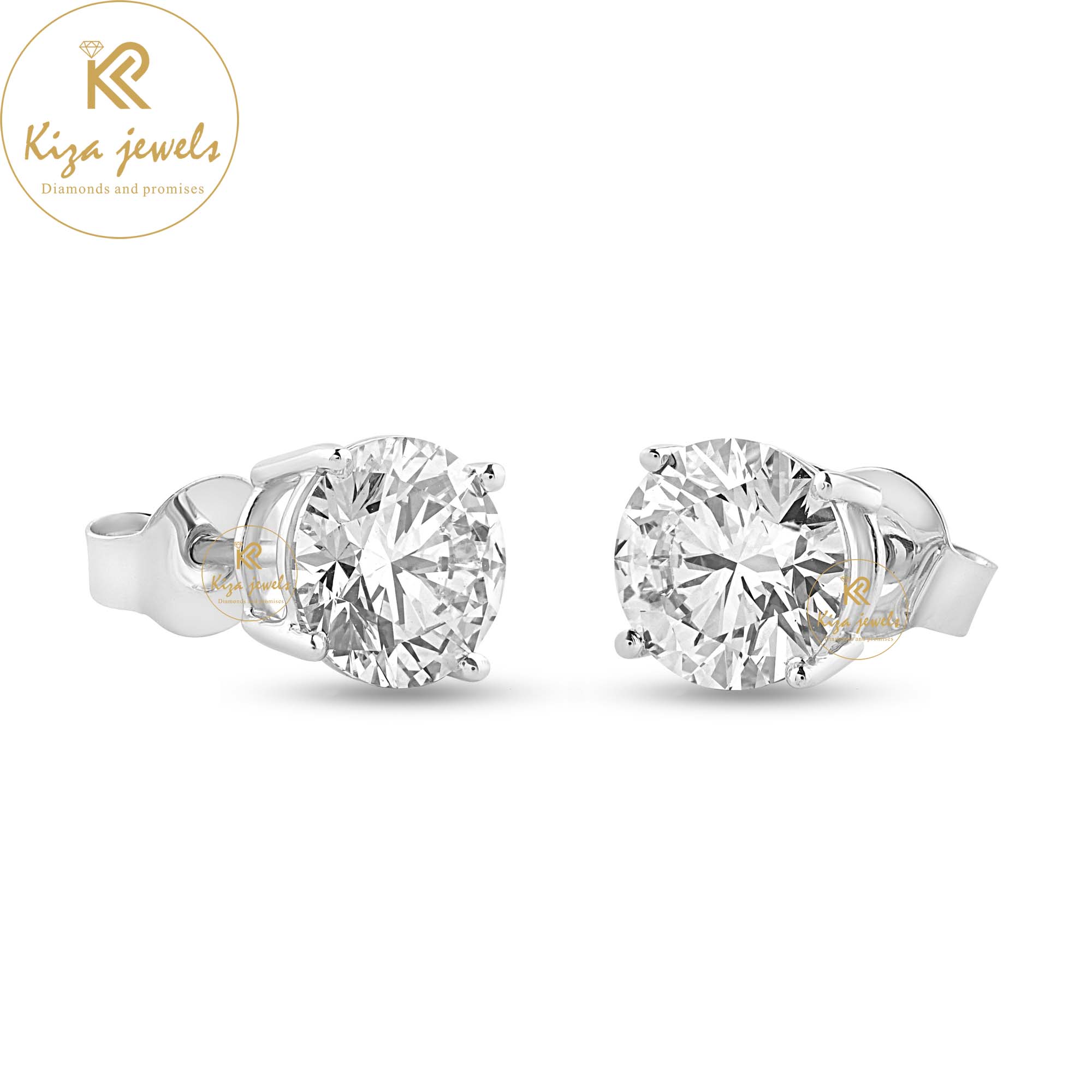 1.68 TDW Round Cut Diamond Stud Earring