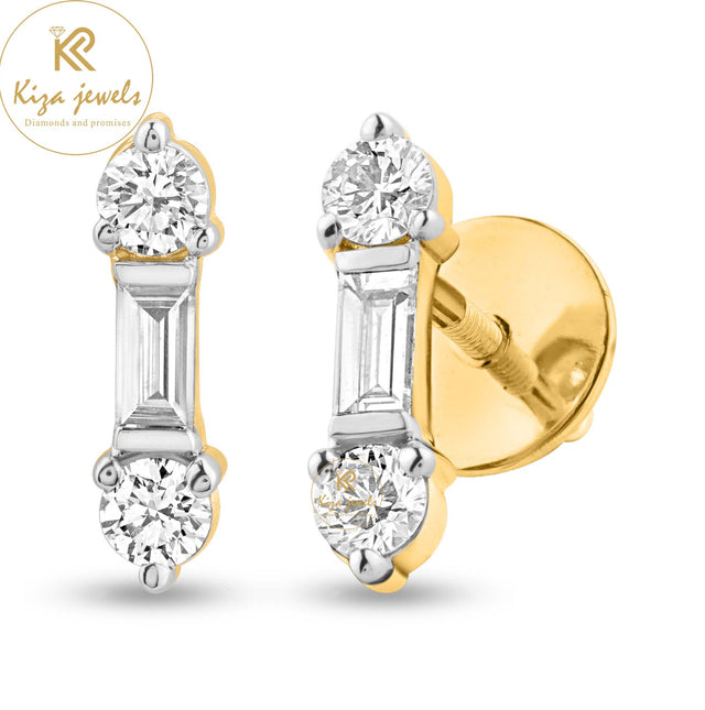 0.68 TDW Baguette & Round Cut Diamond Stud Earring