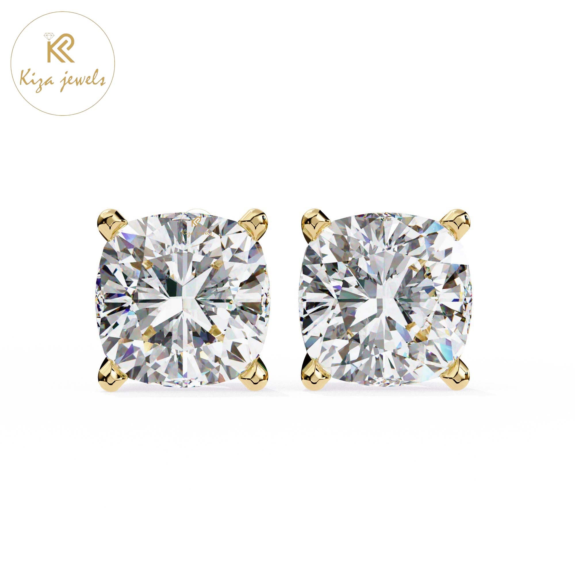 2.33 TDW Cushion Cut Diamond Stud Earring