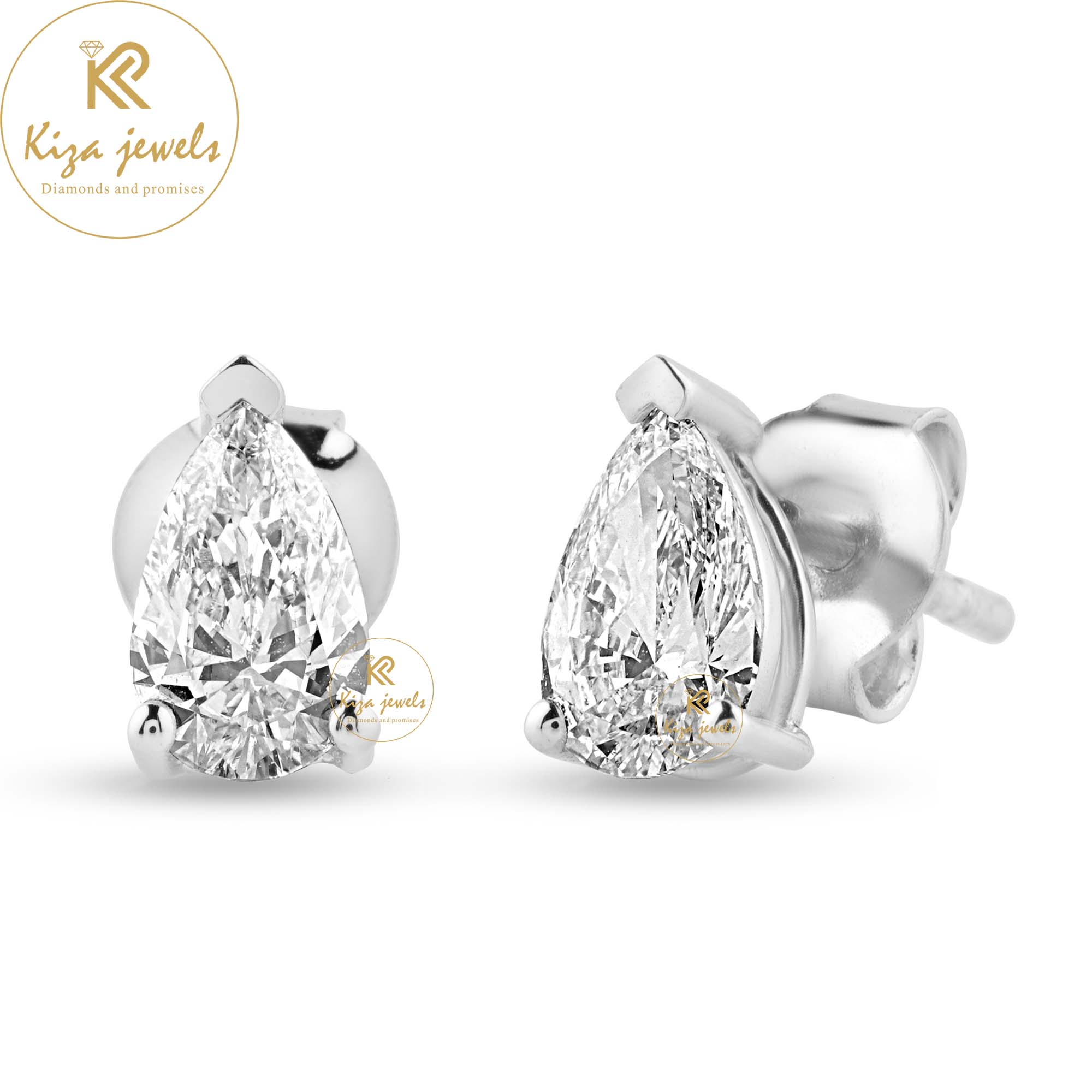 0.90 TDW Pear cut Diamond Stud Earring