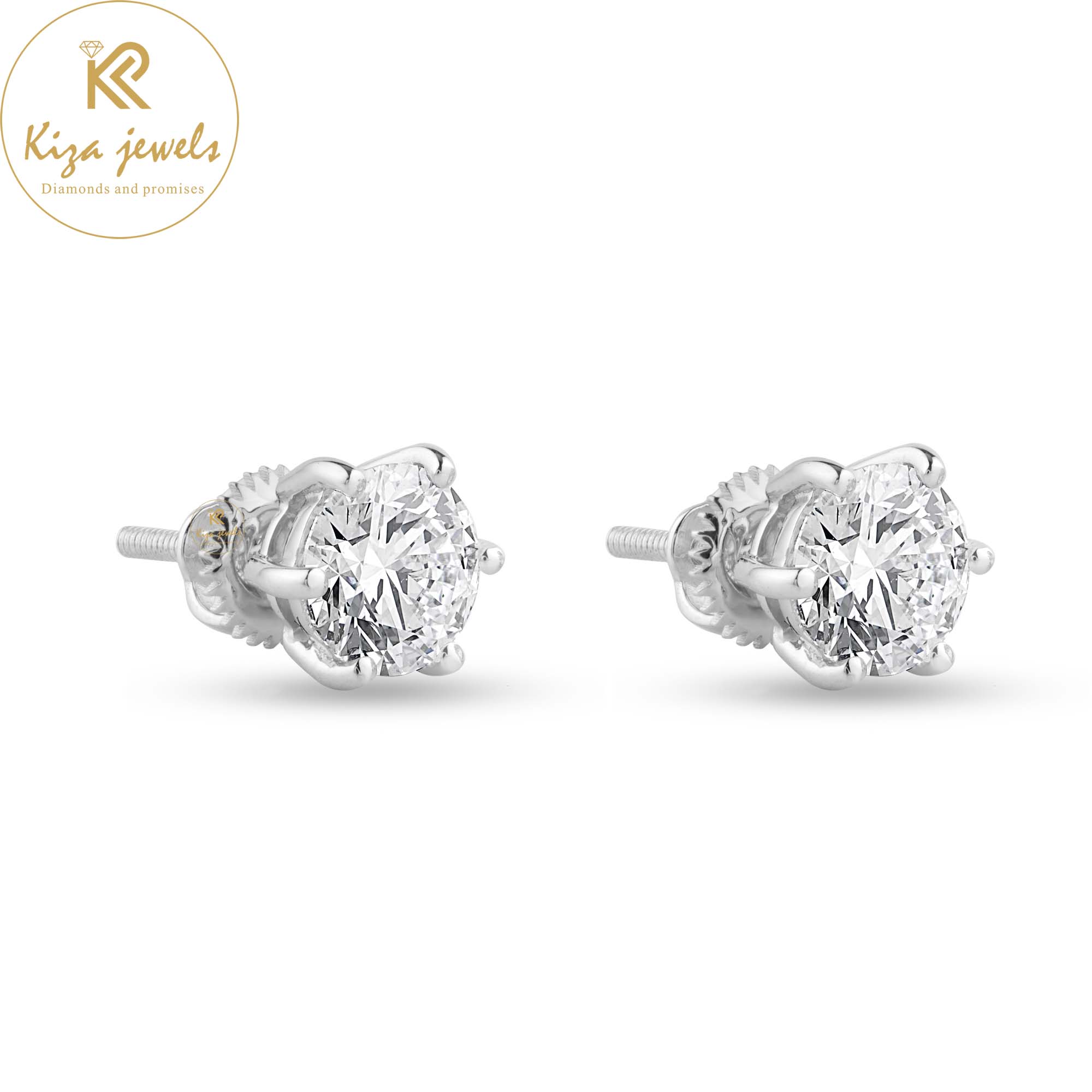 1.04 TDW Round Cut Diamond Stud Earring