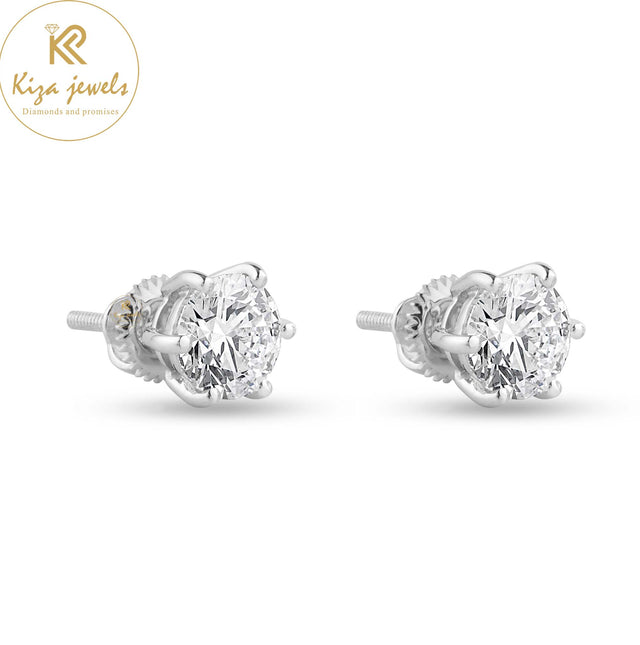 1.04 TDW Round Cut Diamond Stud Earring