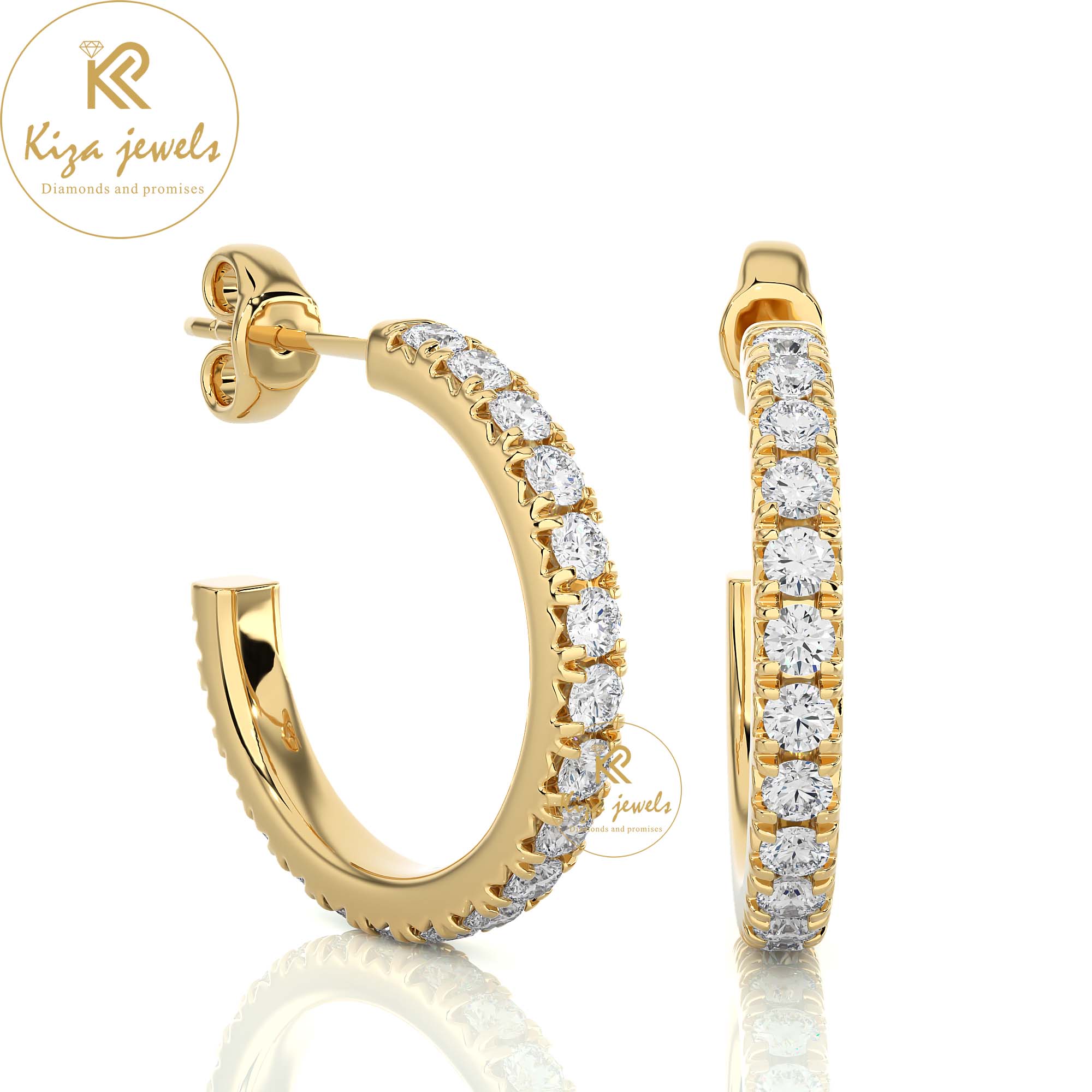 0.70 TDW Round Cut Women's Diamond Hoop Earring