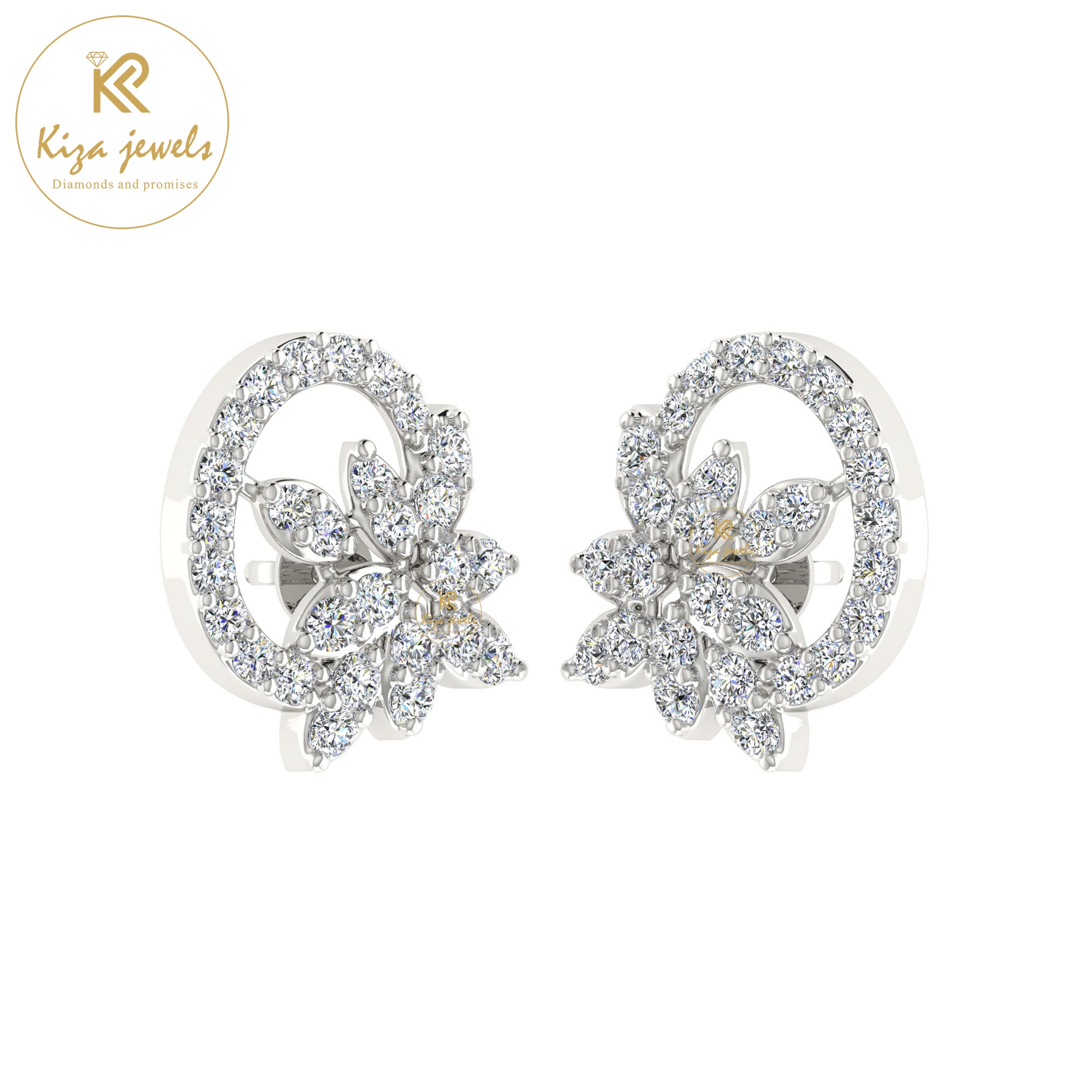 0.69 TDW Round Cut Diamond Women's Stud Earring