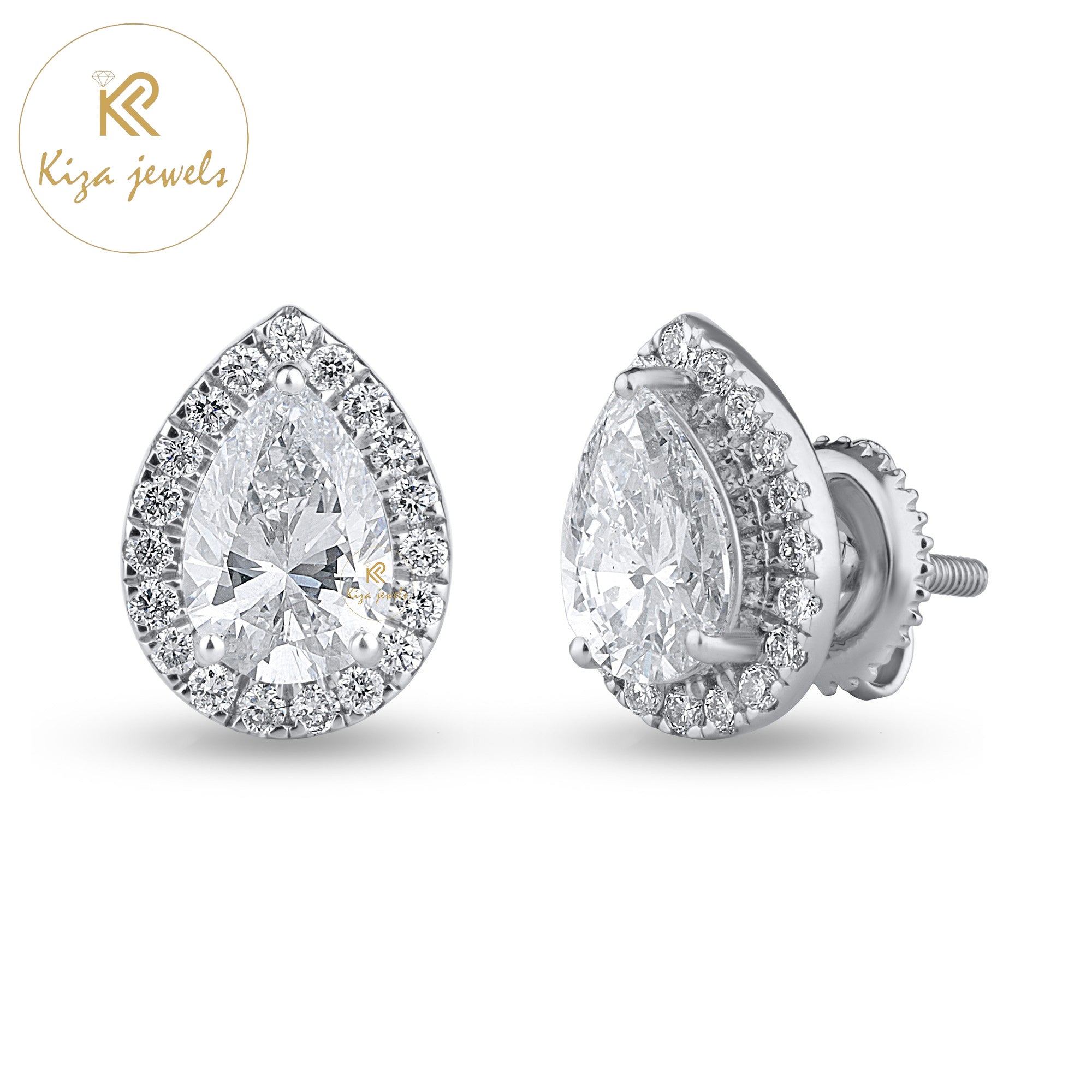 1.55 TDW Pear & Round Cut Diamond Stud Earring