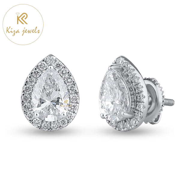 1.55 TDW Pear & Round Cut Diamond Stud Earring