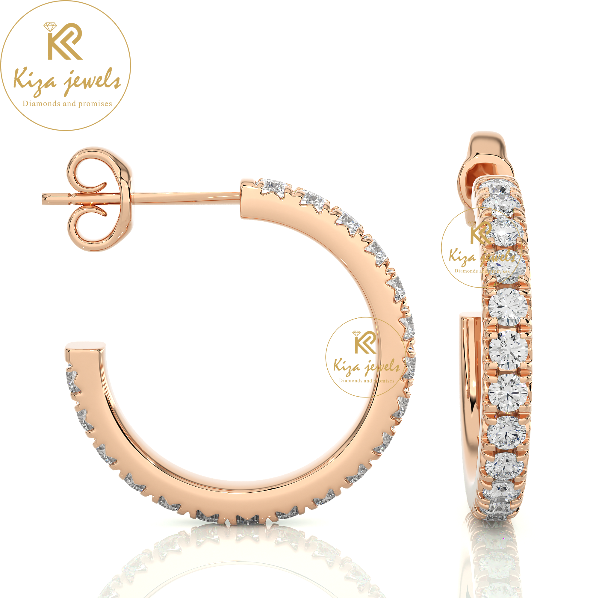 0.70 TDW Round Cut Women's Diamond Hoop Earring