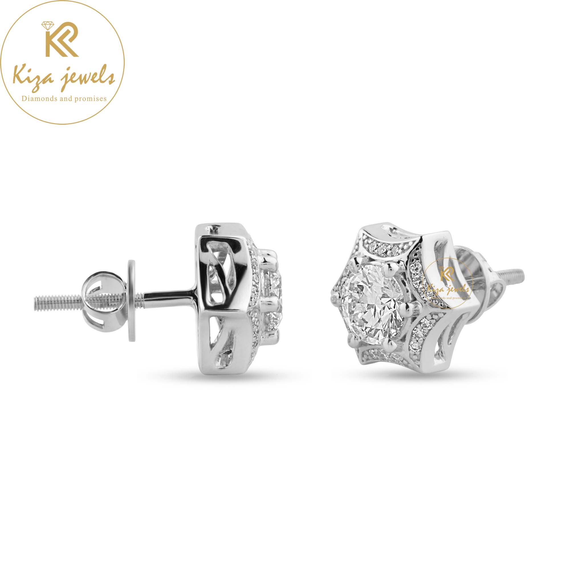 1.57 TDW Round Cut Diamond Stud Earring