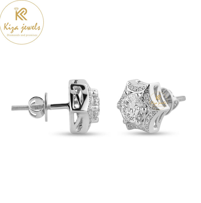 1.57 TDW Round Cut Diamond Stud Earring