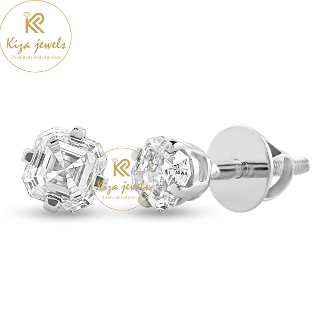 0.75 TDW Asscher Cut Diamond Stud Earring