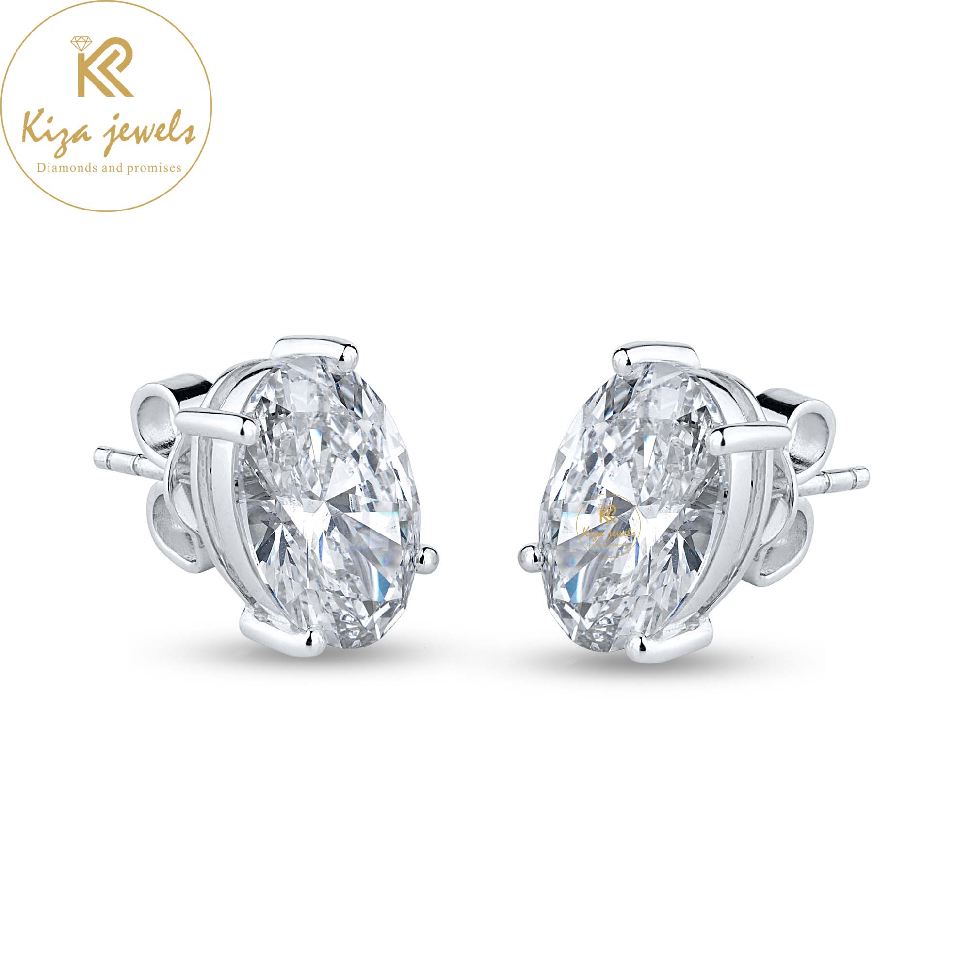 4.00 TDW Oval Cut Diamond Stud Earring