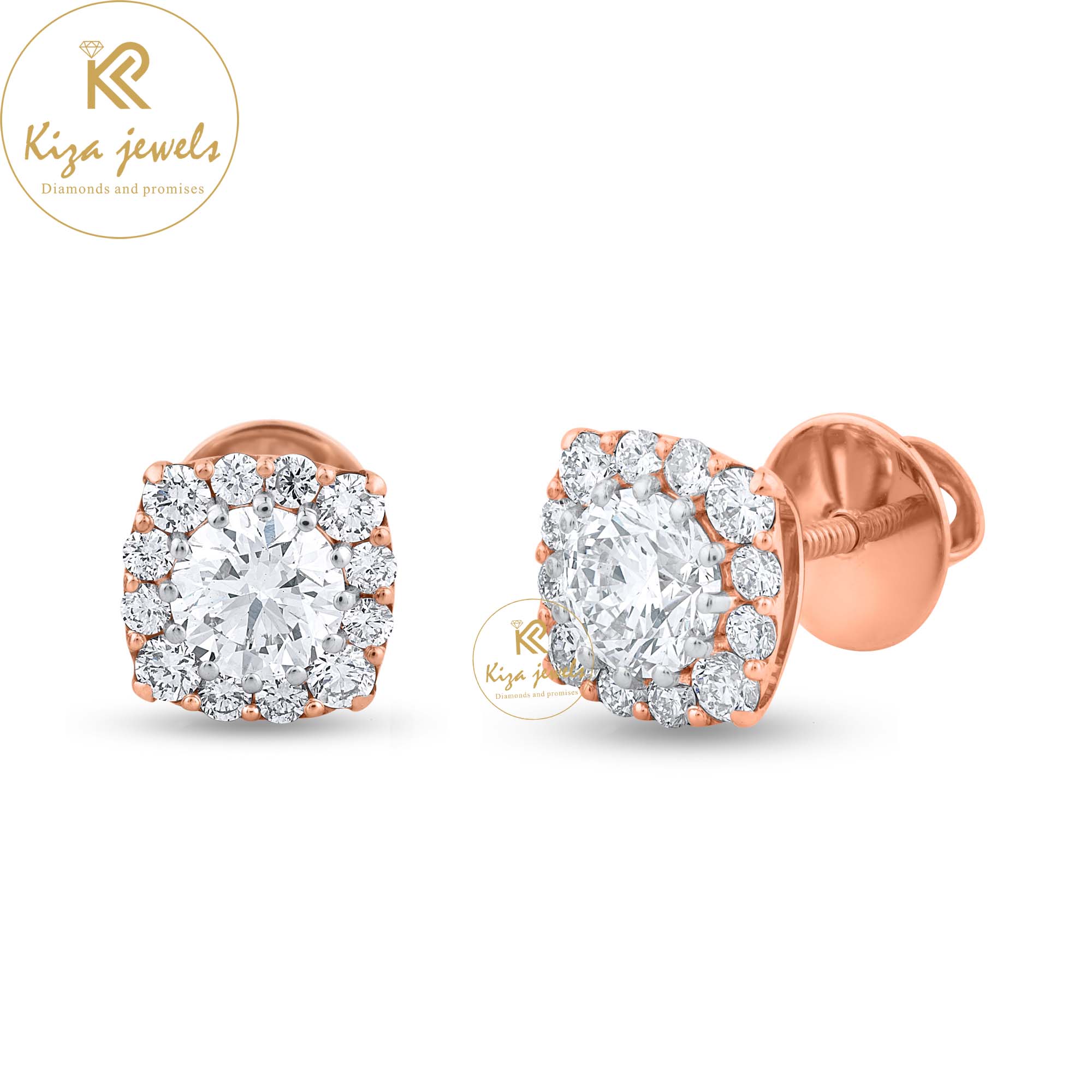 1.81 TDW Round Brilliant Cut Diamond Stud Earring