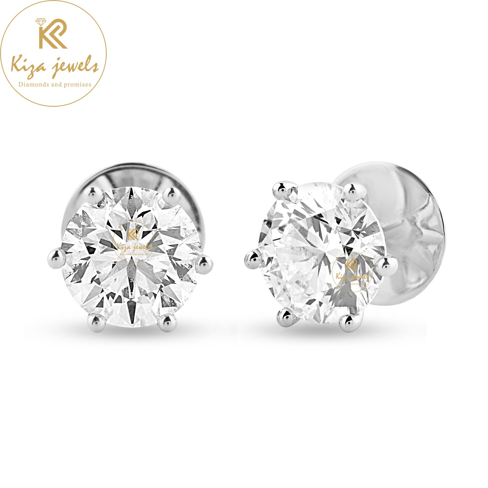 1.60 TDW Round Cut Diamond Stud Earring