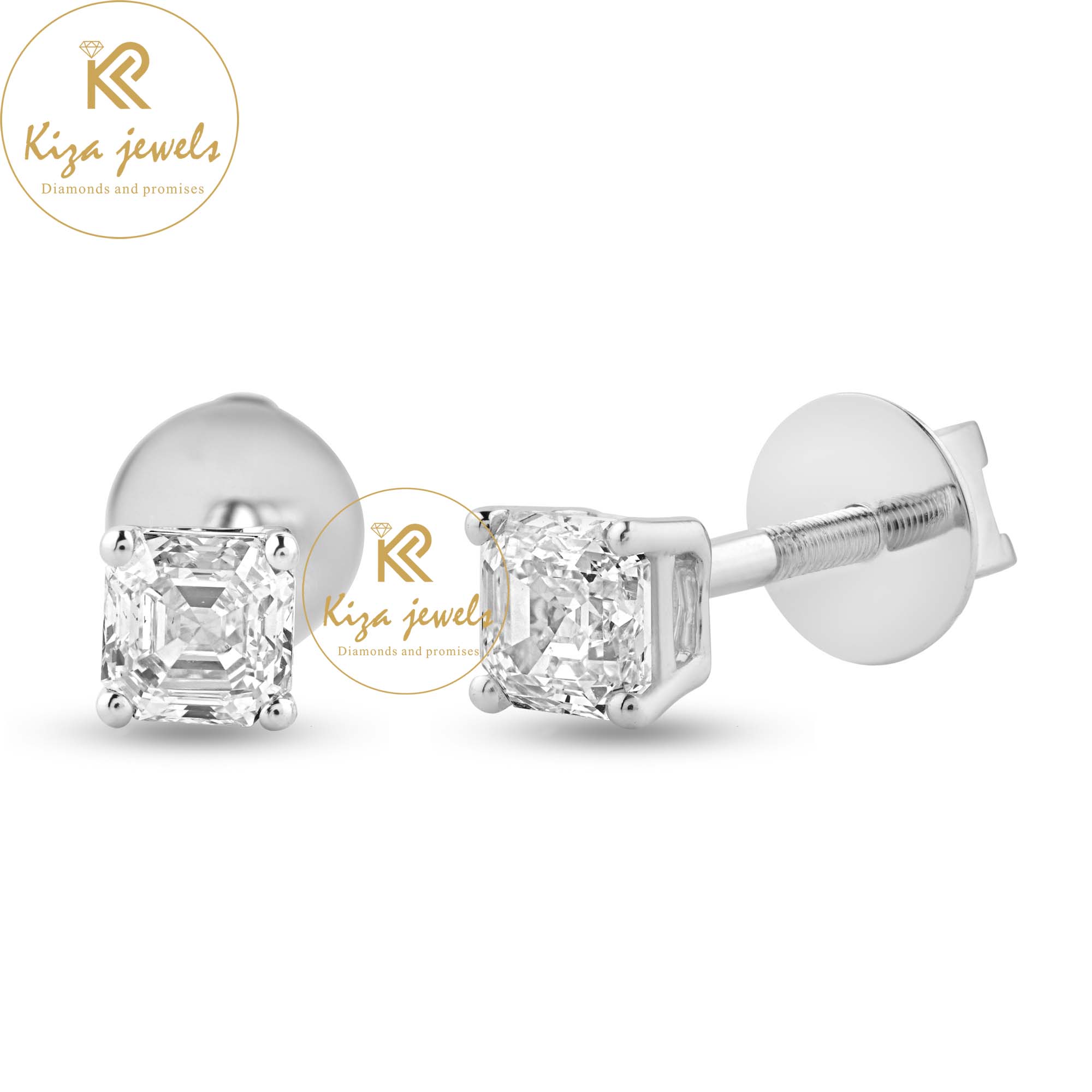 0.72 TDW Asscher Cut Diamond Stud Earring