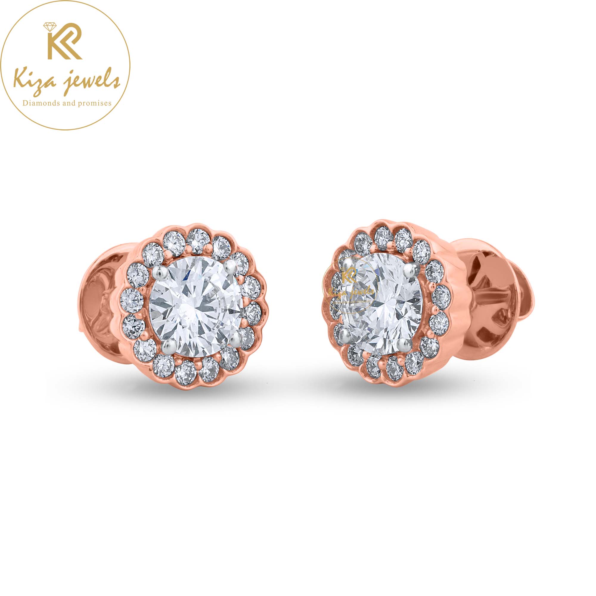 1.71 TDW Round Brilliant Cut Diamond Stud Earring