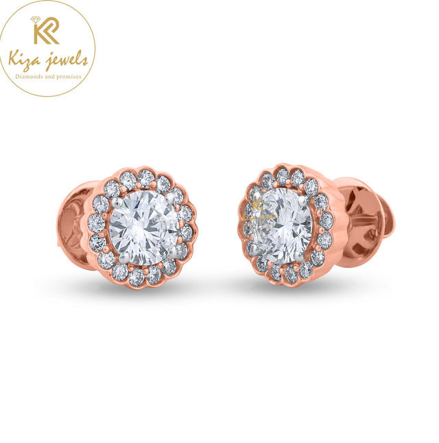 1.71 TDW Round Brilliant Cut Diamond Stud Earring