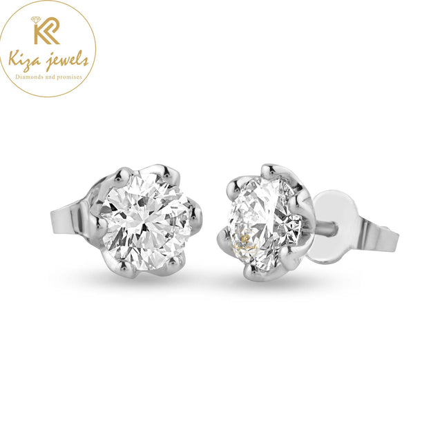 0.88 TDW Round Cut Diamond Stud Earring