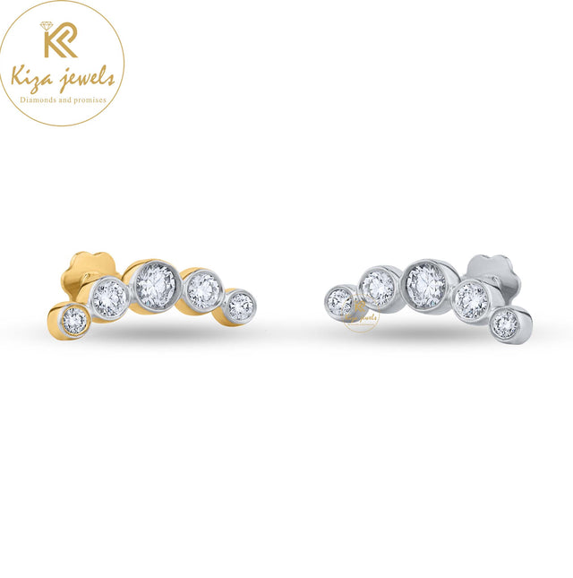 0.29 TDW Round Cut Diamond Yellow/White Gold Stud Earring