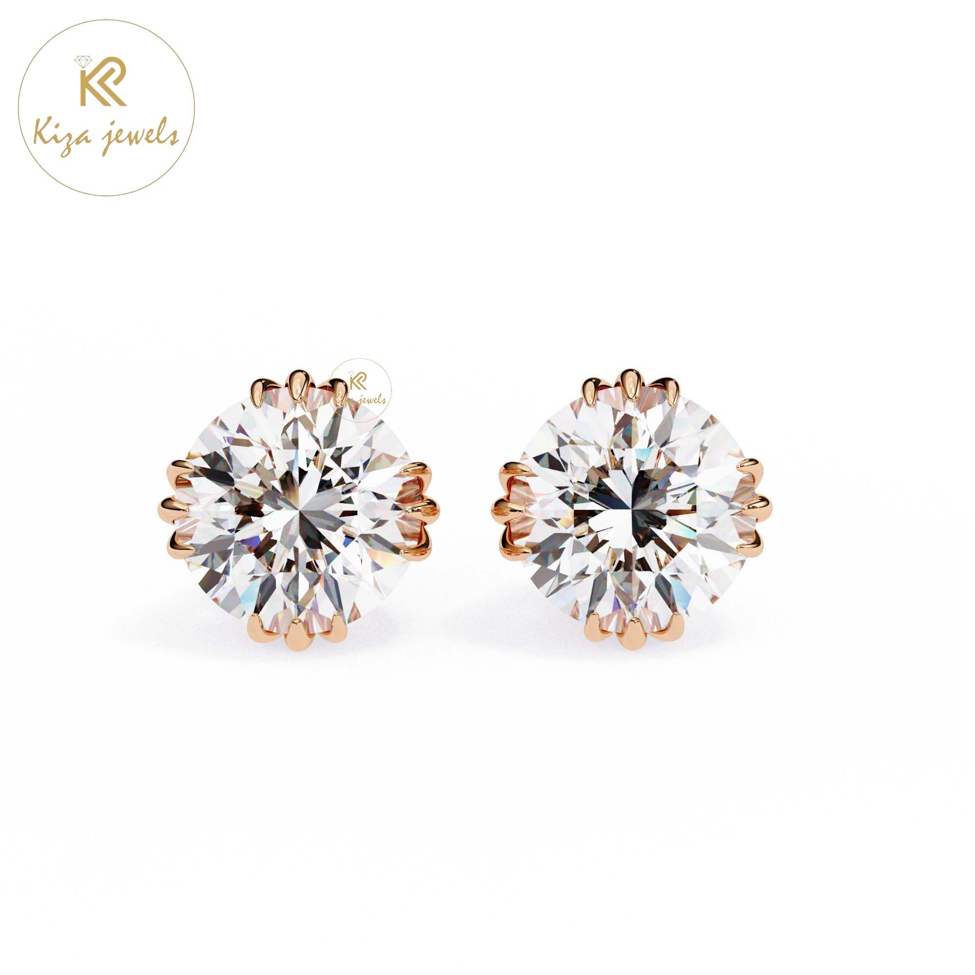 2.80 TDW Round Cut Diamond Stud Earring