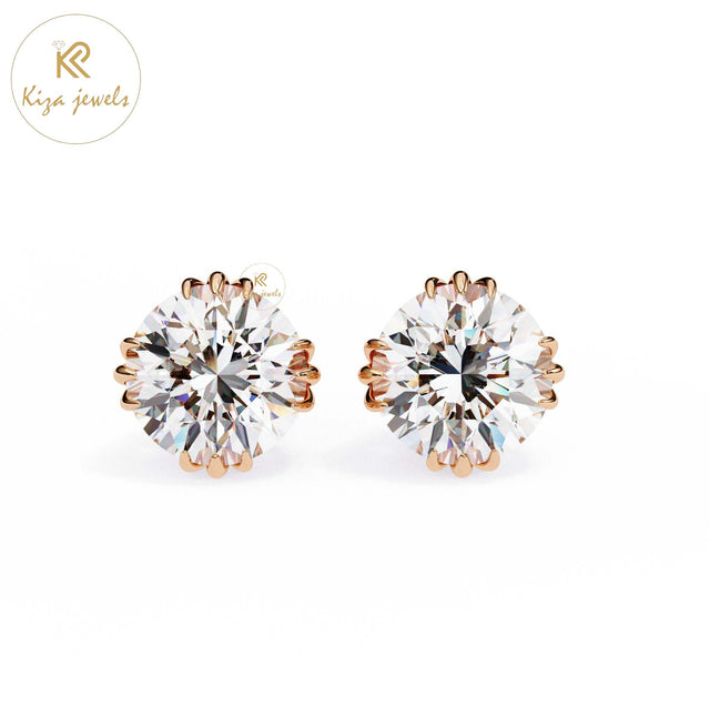 2.80 TDW Round Cut Diamond Stud Earring