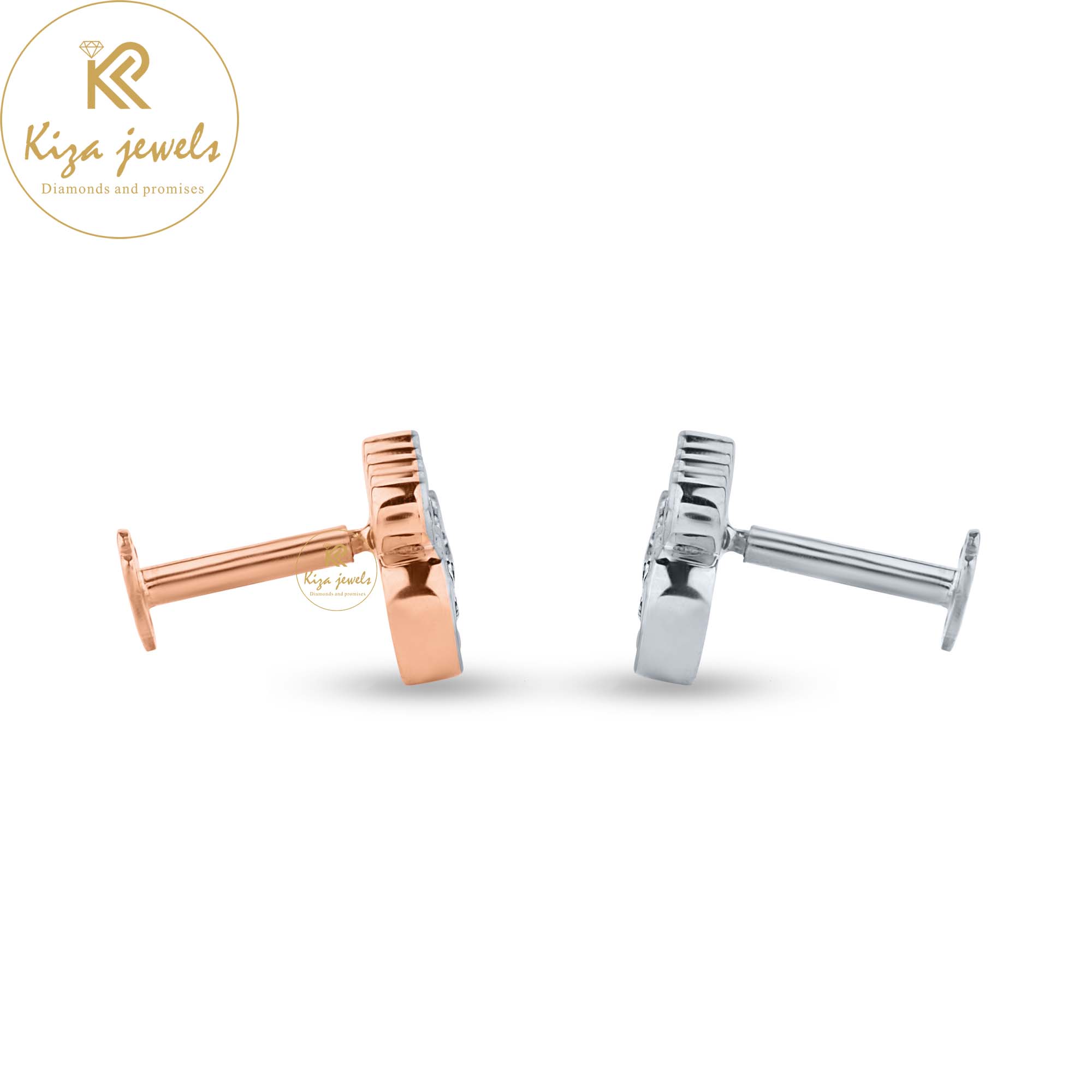 0.94 TDW Round Cut Diamond White/Rose Gold Stud Earring