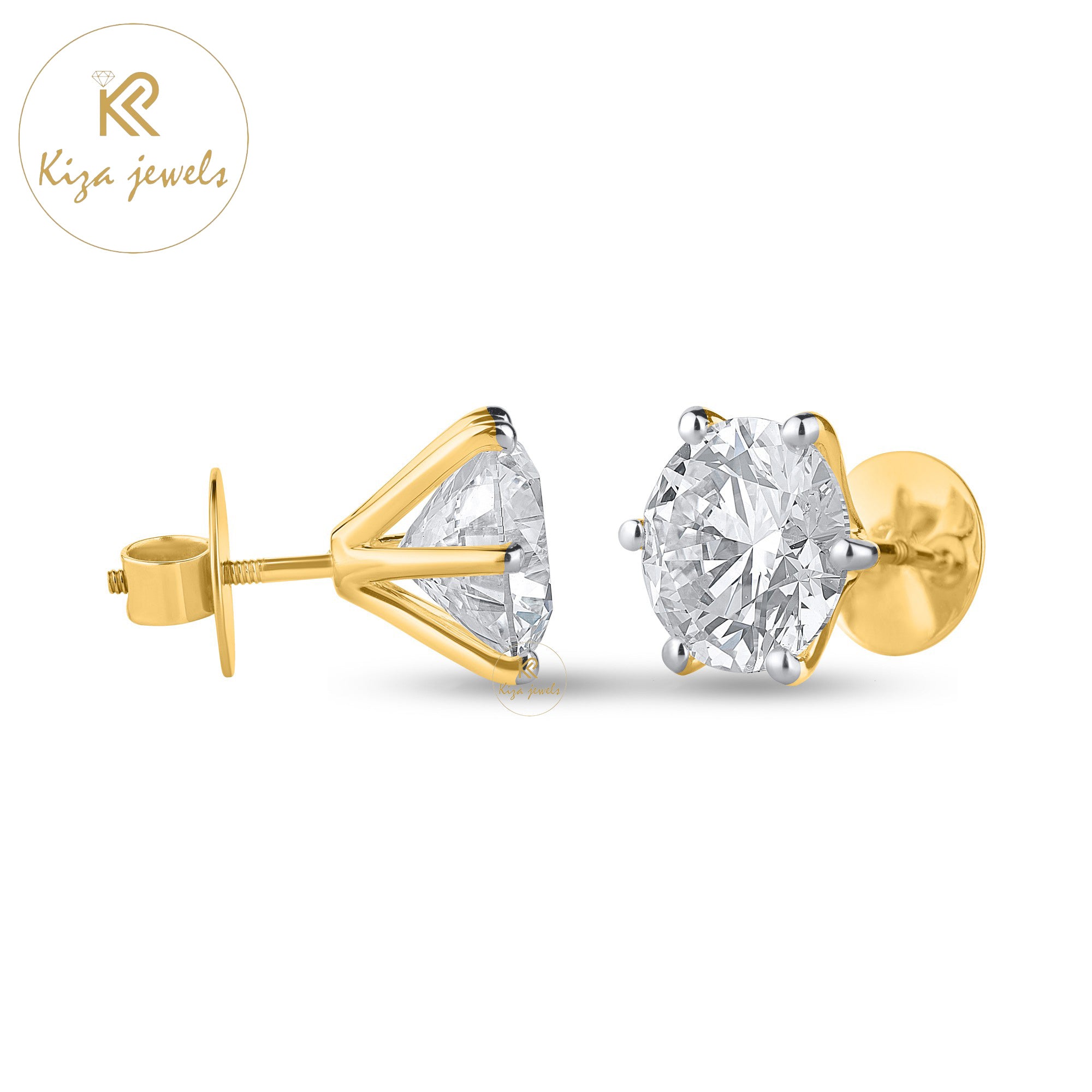 10.00 TDW Round Cut Diamond Stud Earring