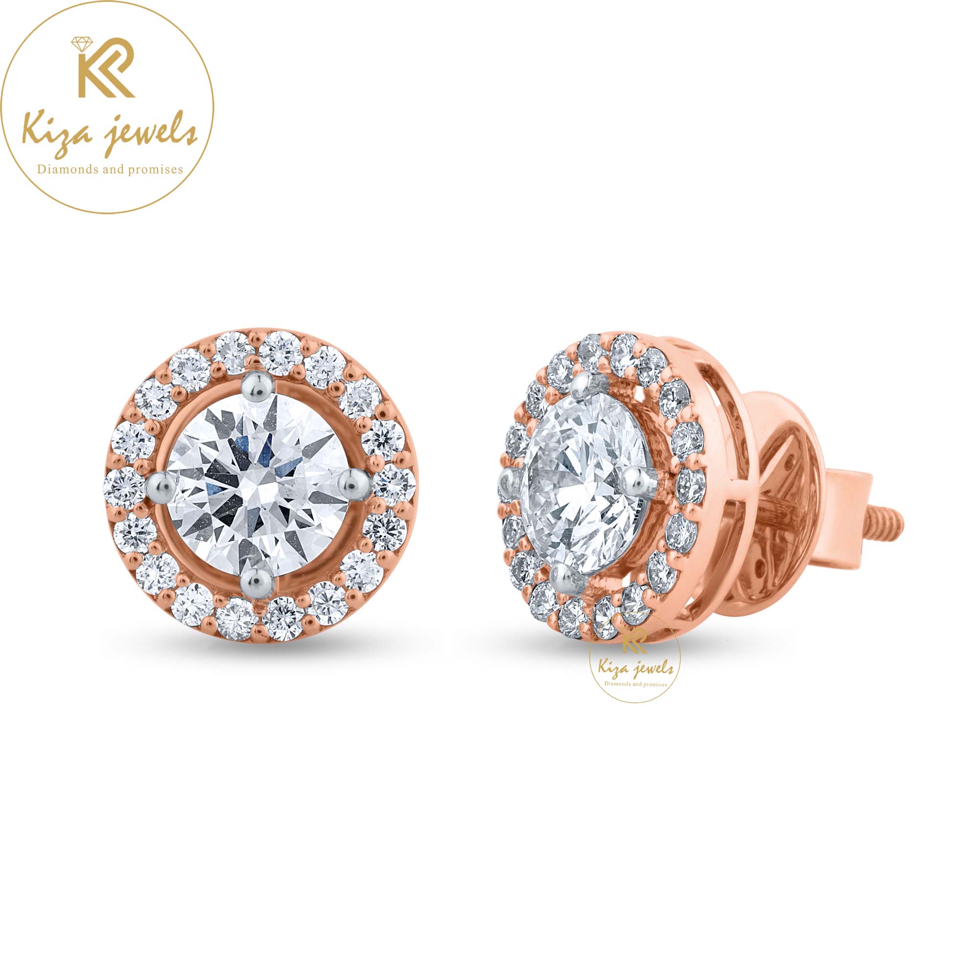 1.58 TDW Round Brilliant Cut Diamond Stud Earring