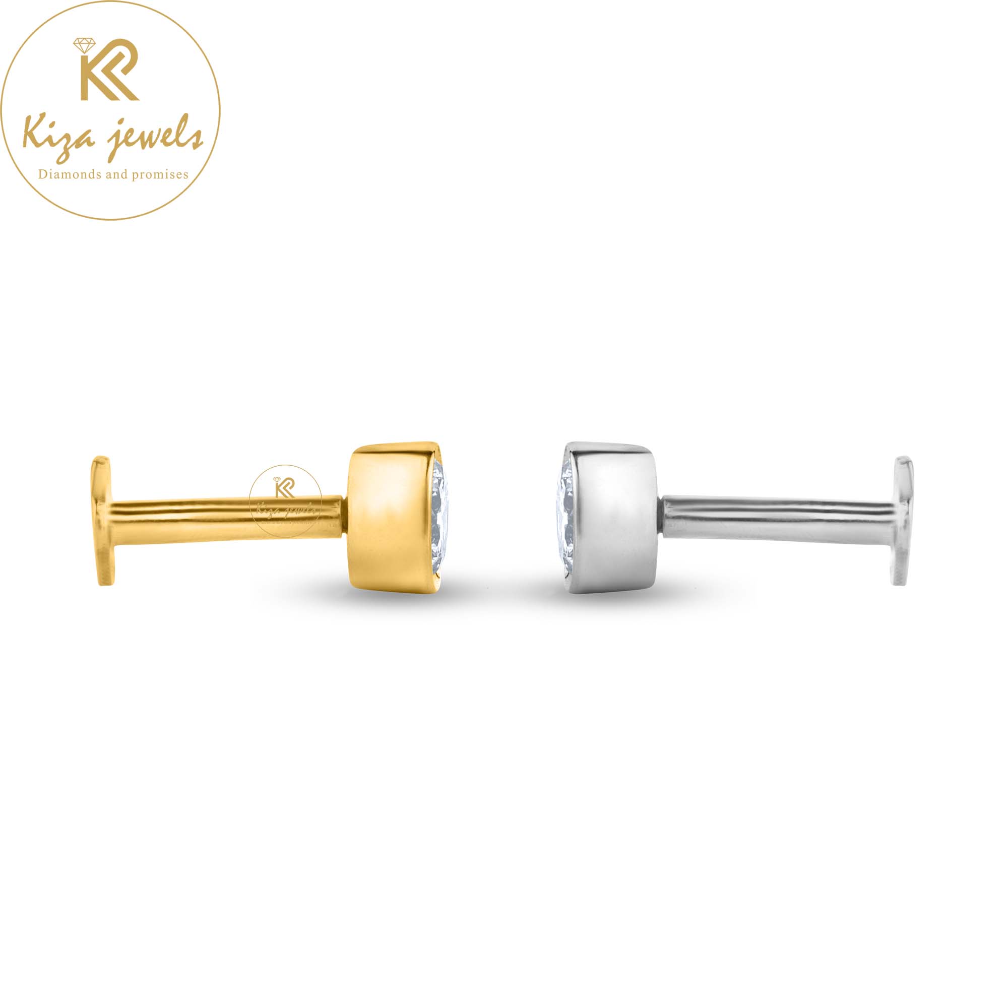0.77 TDW Round Cut Diamond Yellow/White Gold Stud Earring