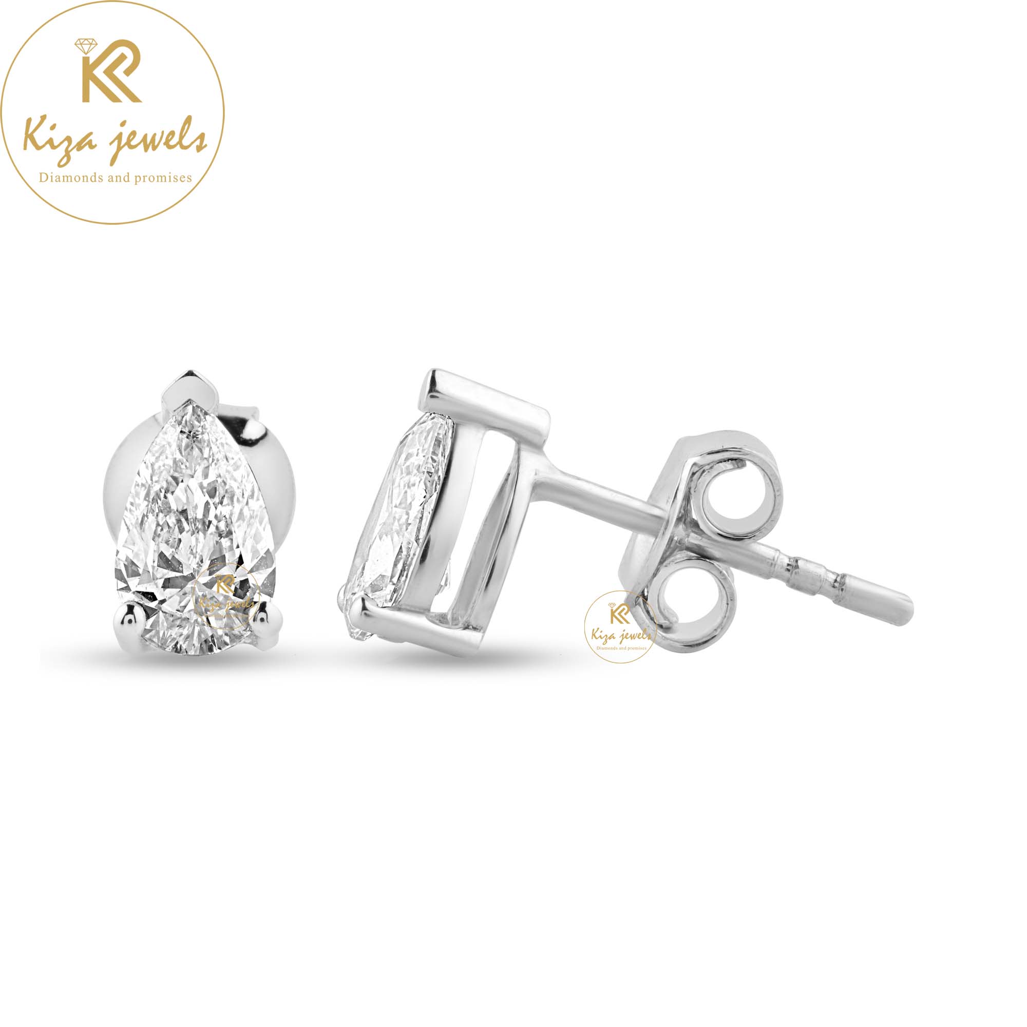 0.90 TDW Pear cut Diamond Stud Earring