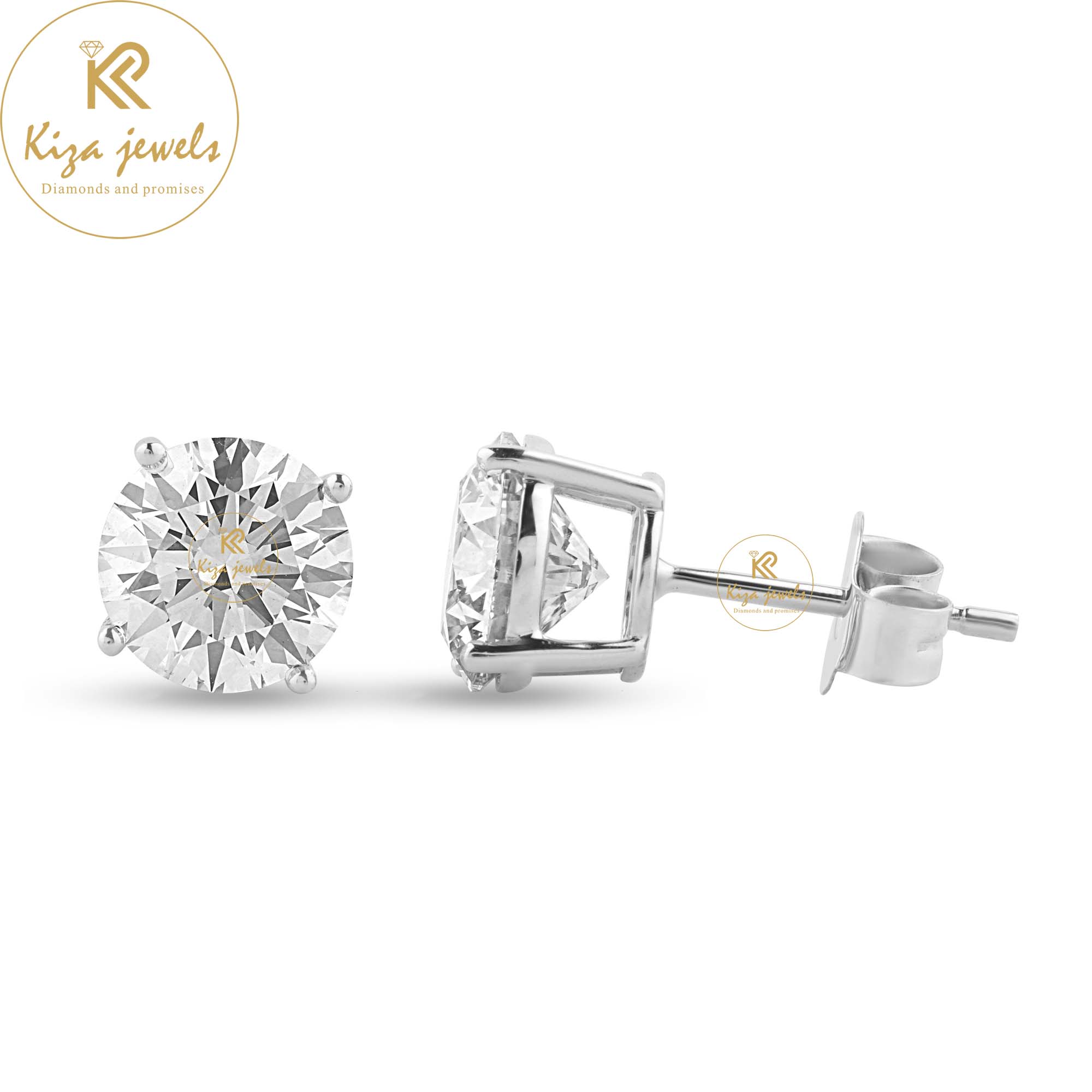 1.68 TDW Round Cut Diamond Stud Earring