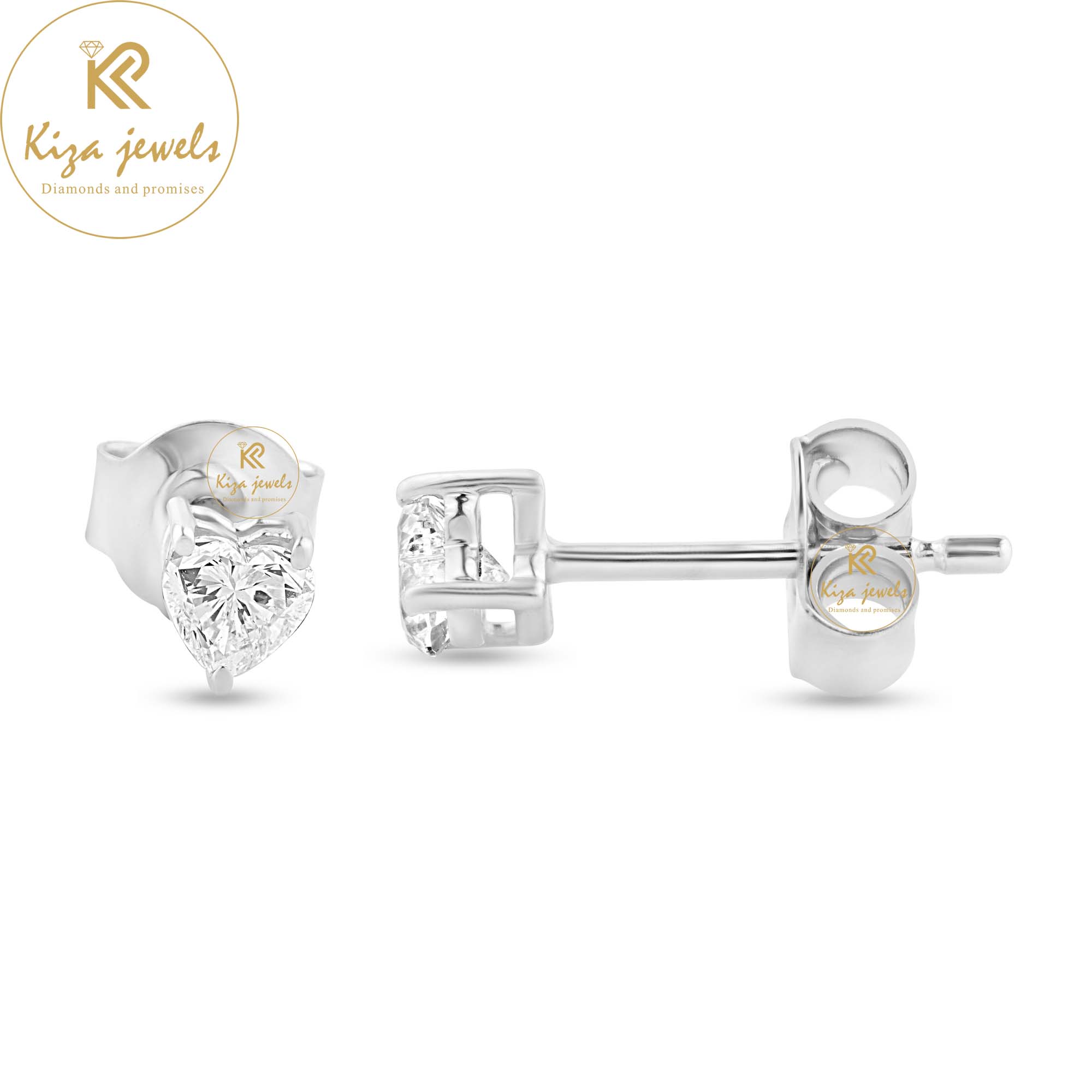 1.00 TDW Heart Cut Diamond Stud Earring