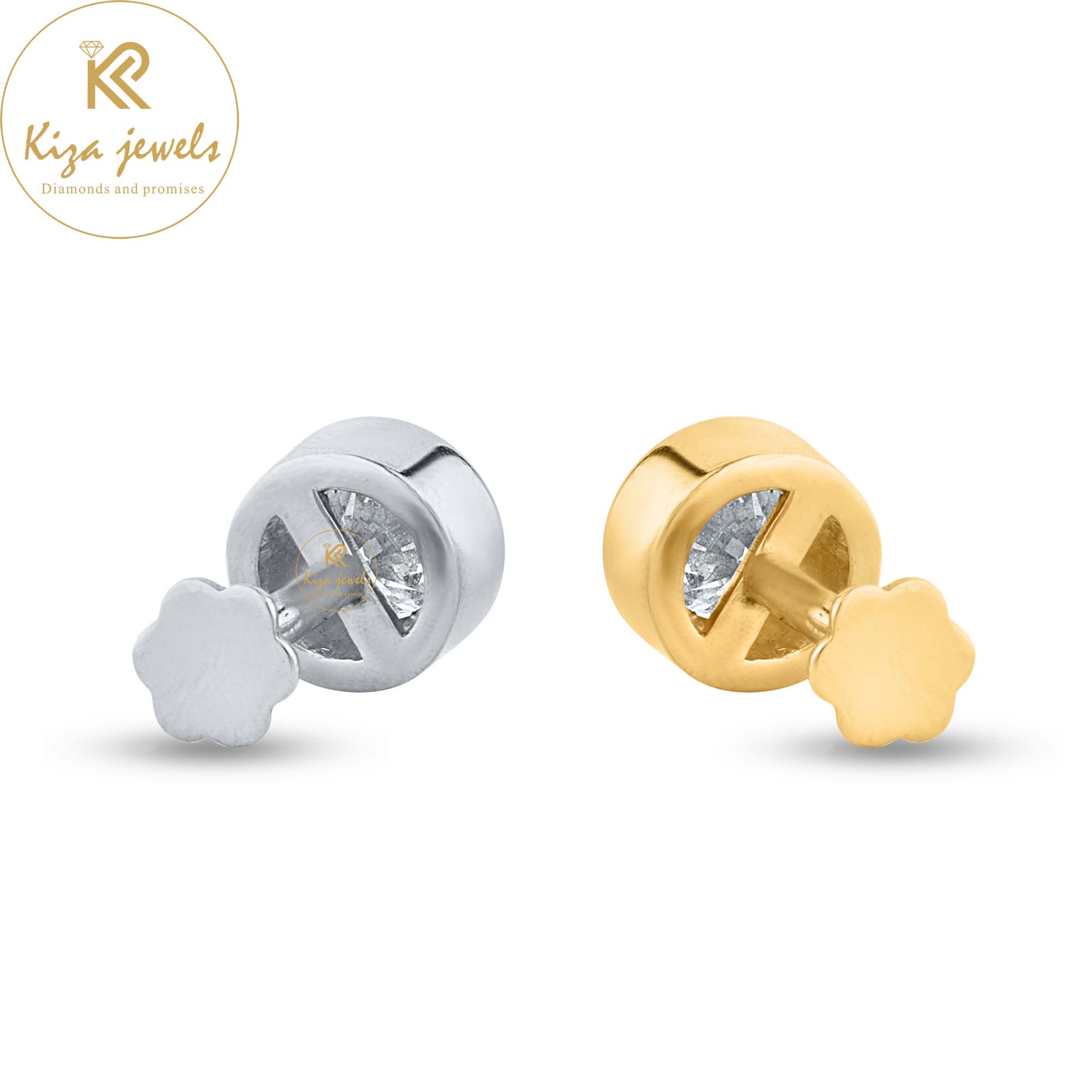 0.32 TDW Round Cut Diamond Yellow/White Gold Stud Earring
