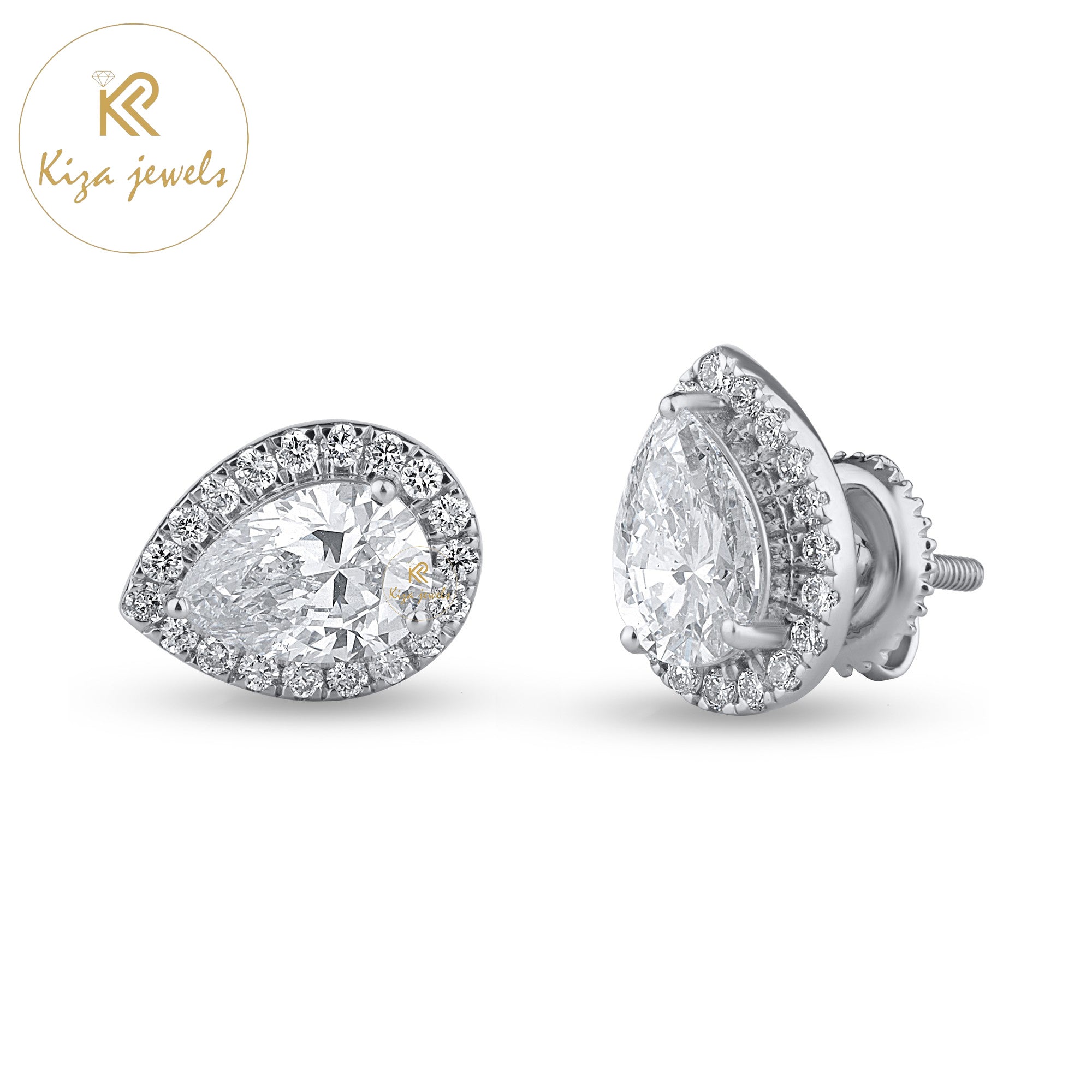 1.55 TDW Pear & Round Cut Diamond Stud Earring