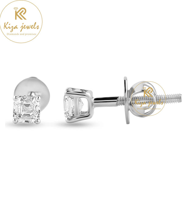 0.72 TDW Asscher Cut Diamond Stud Earring