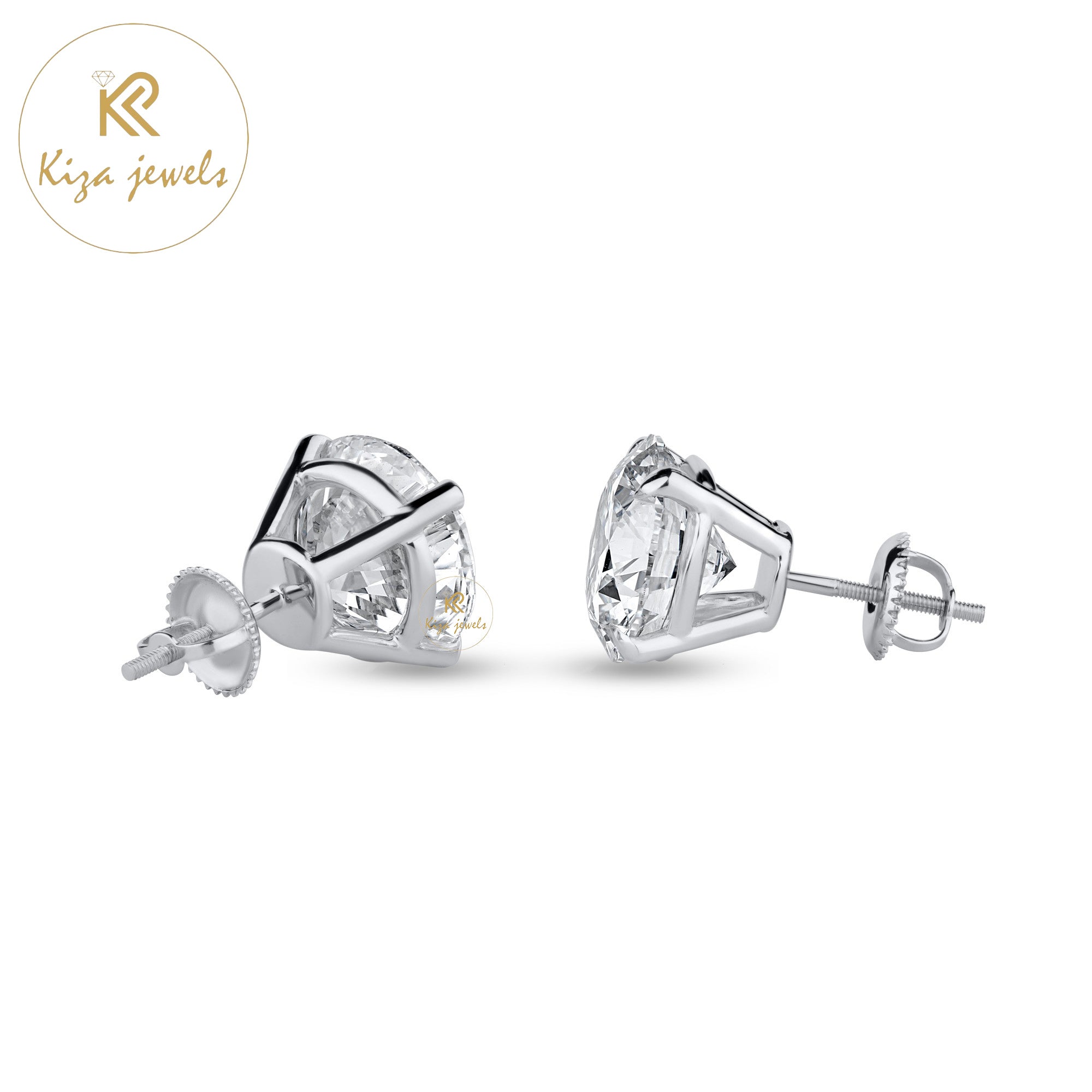 8.02 TDW Round Cut Diamond Stud Earring