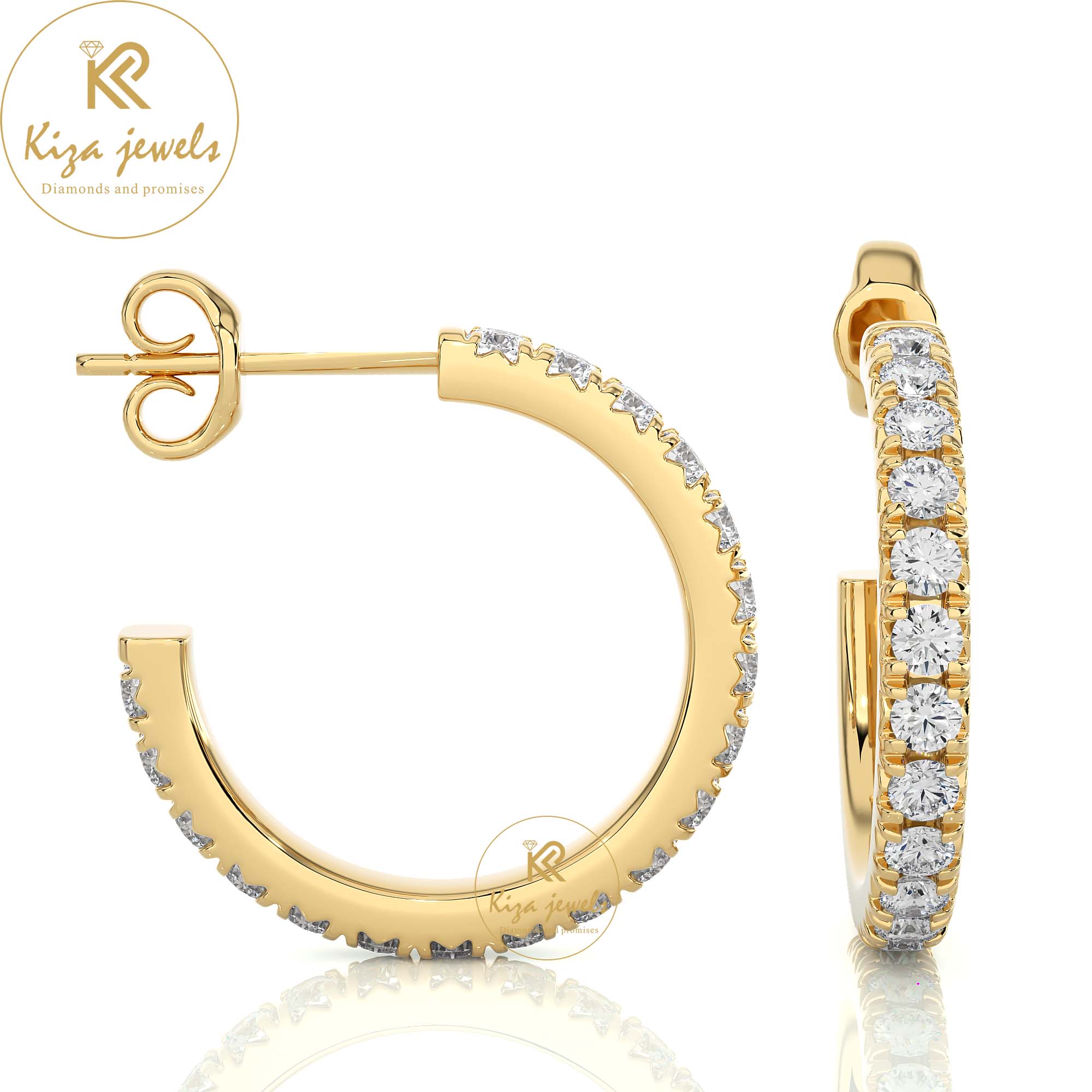 0.70 TDW Round Cut Women's Diamond Hoop Earring