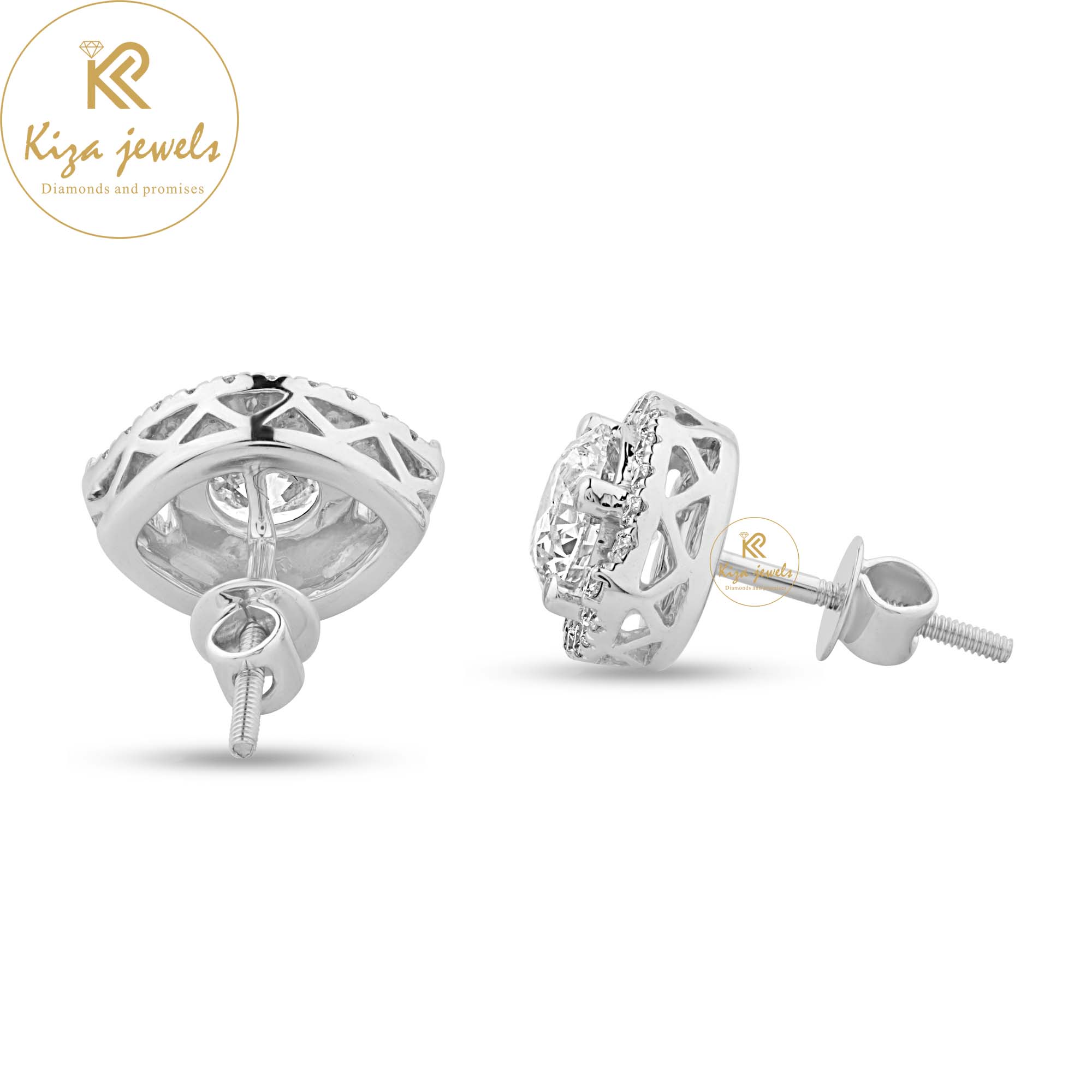 2.543 TDW Round Cut Diamond Stud Earring