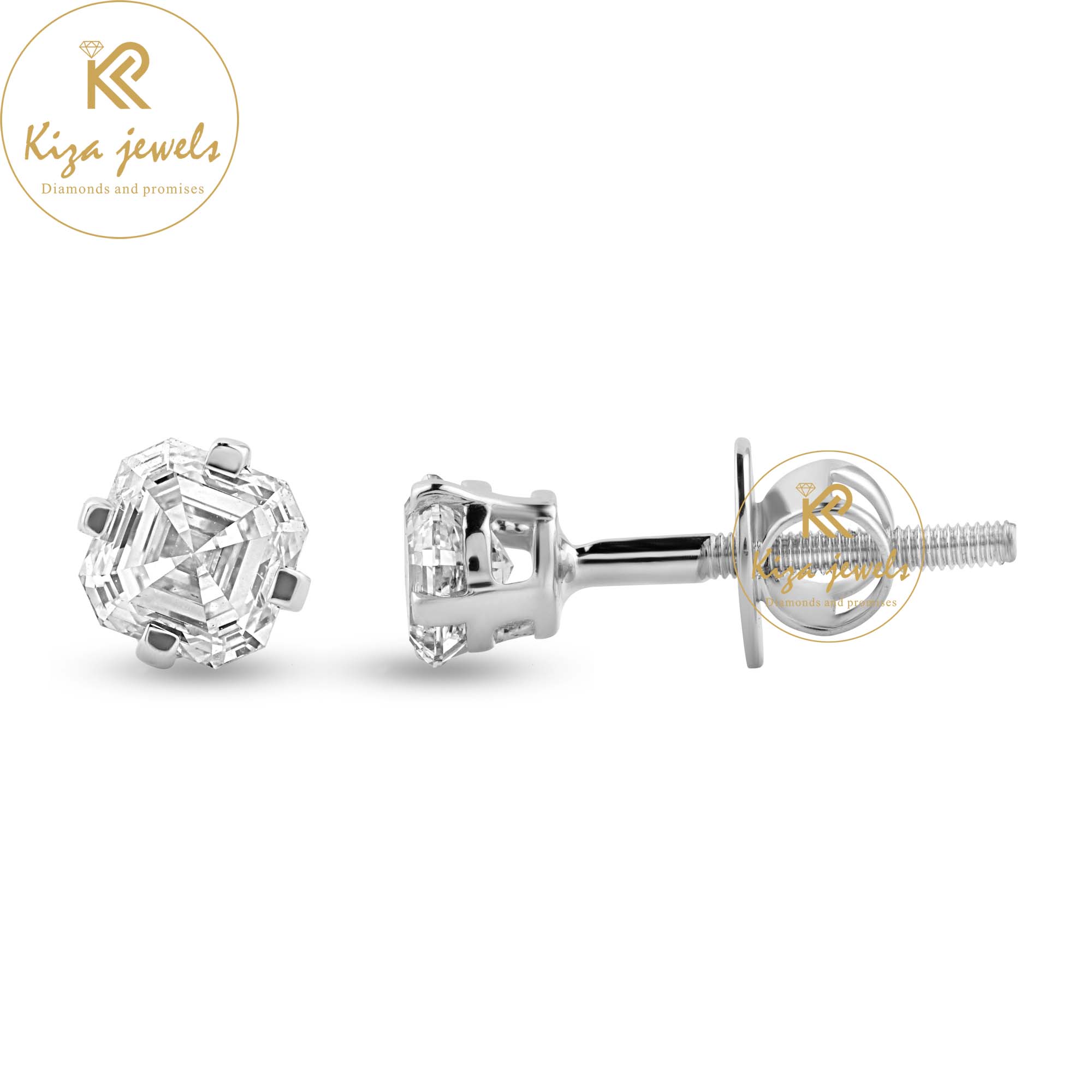 0.75 TDW Asscher Cut Diamond Stud Earring