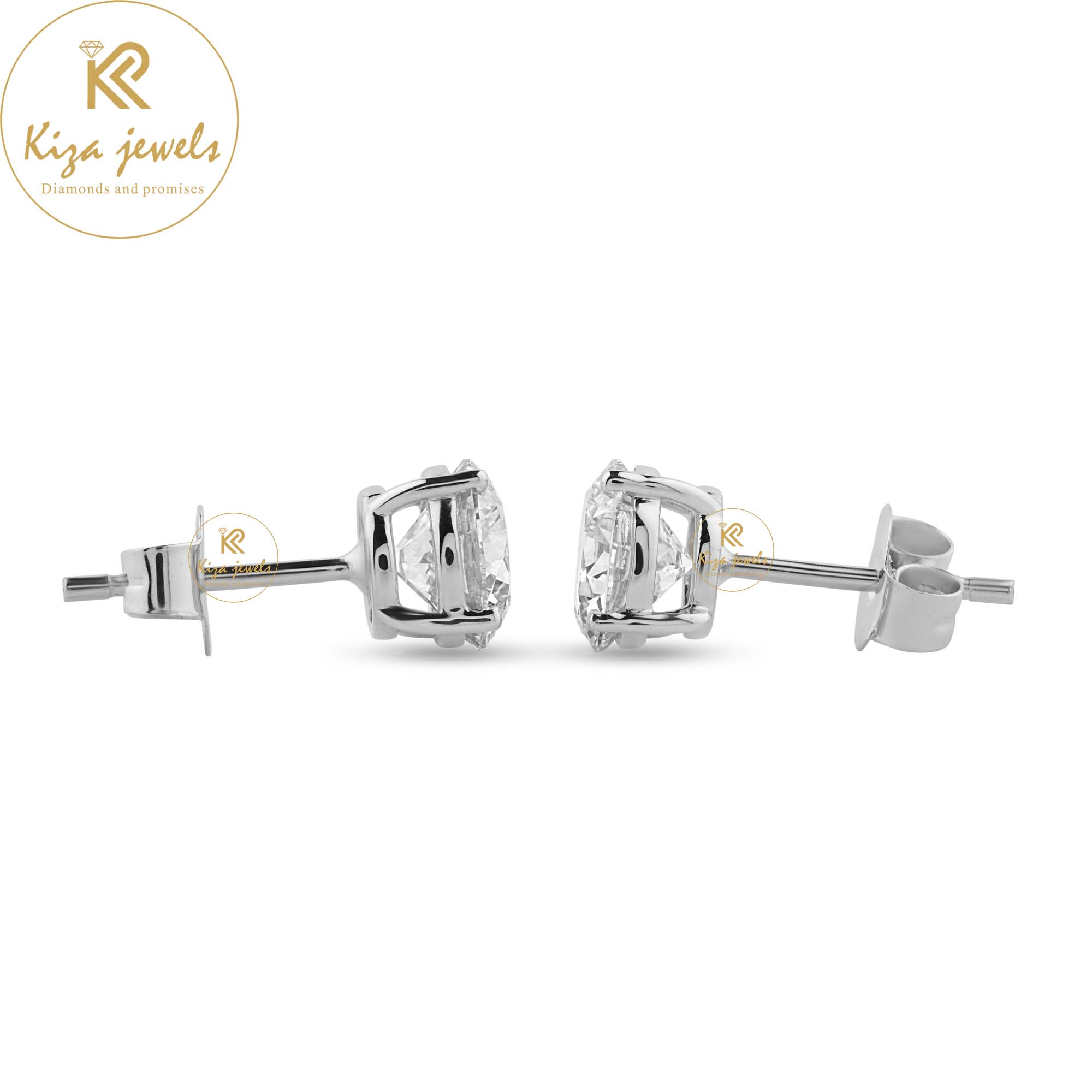 0.97 TDW Round Cut Diamond Stud Earring