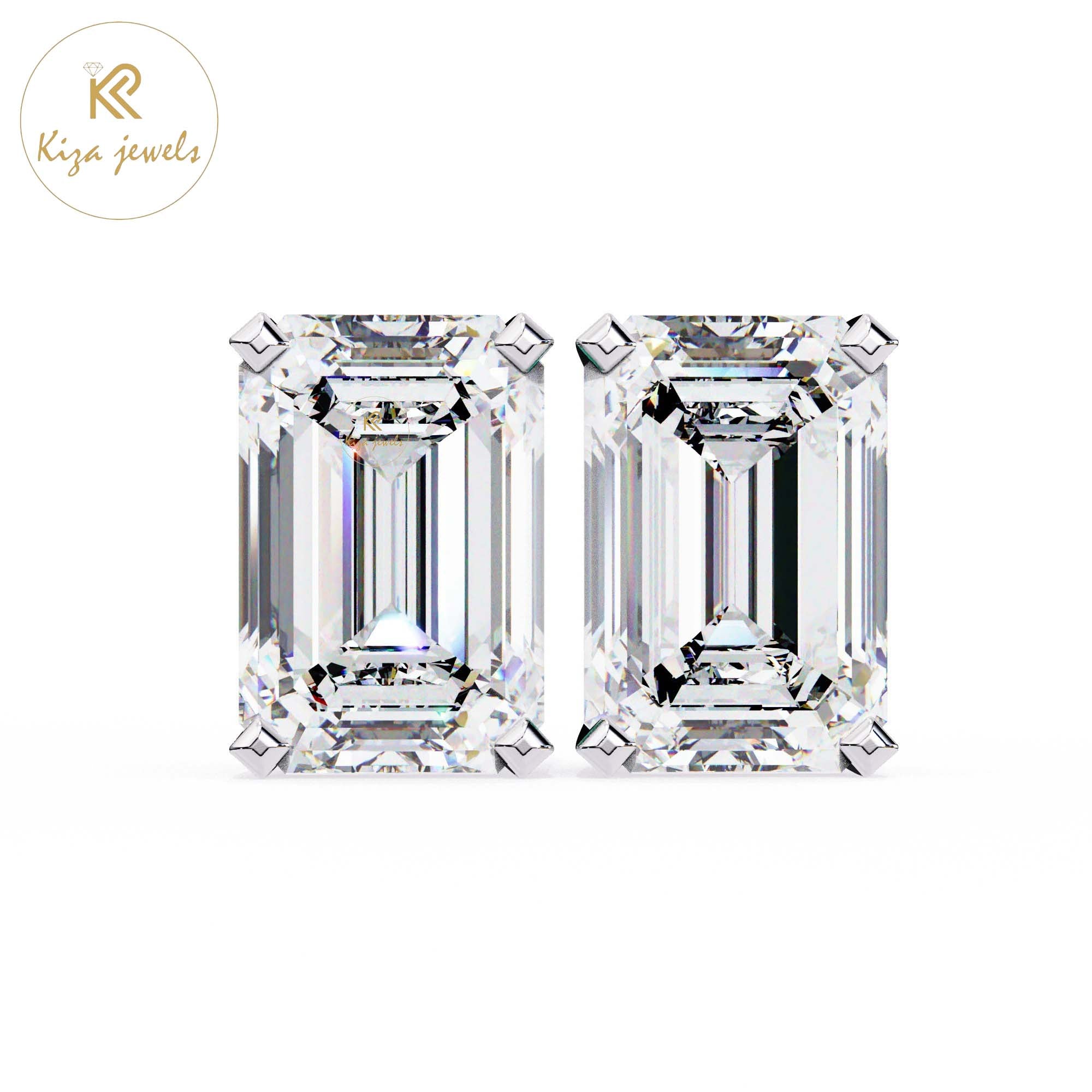 2.39 TDW Emerald Cut Diamond Stud Earring