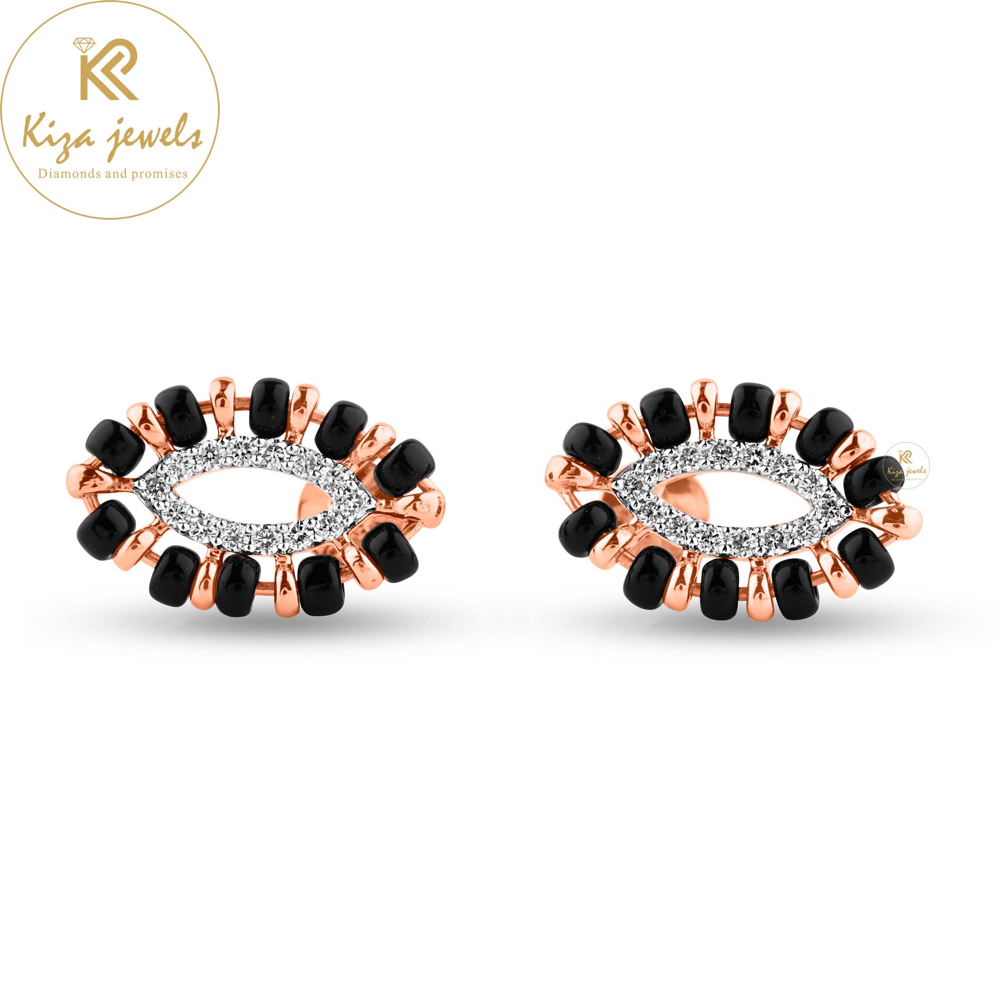 0.14 TDW Round Cut & Black Pearl Diamond Stud Earring