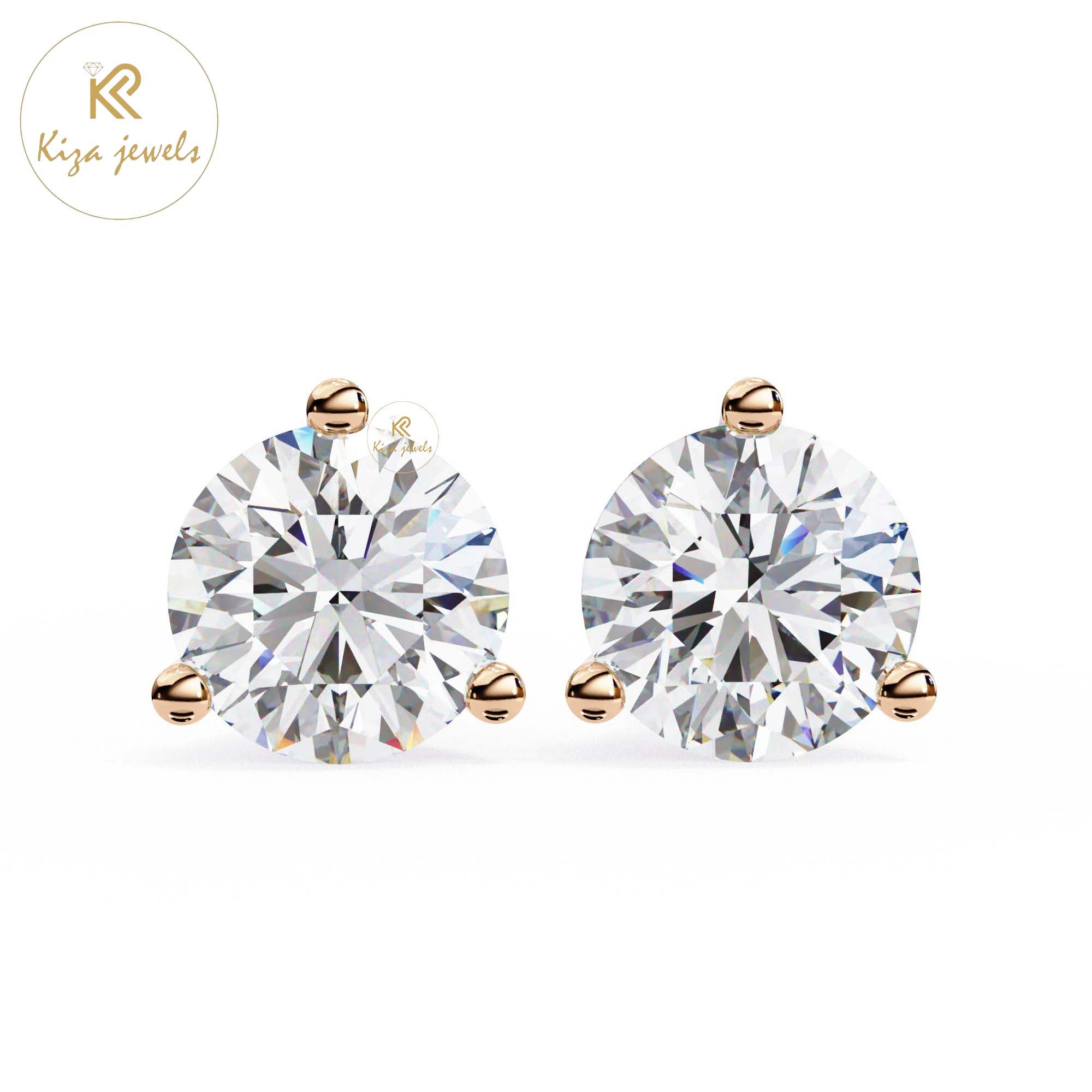 2.57 TDW Round Cut Diamond Stud Earring