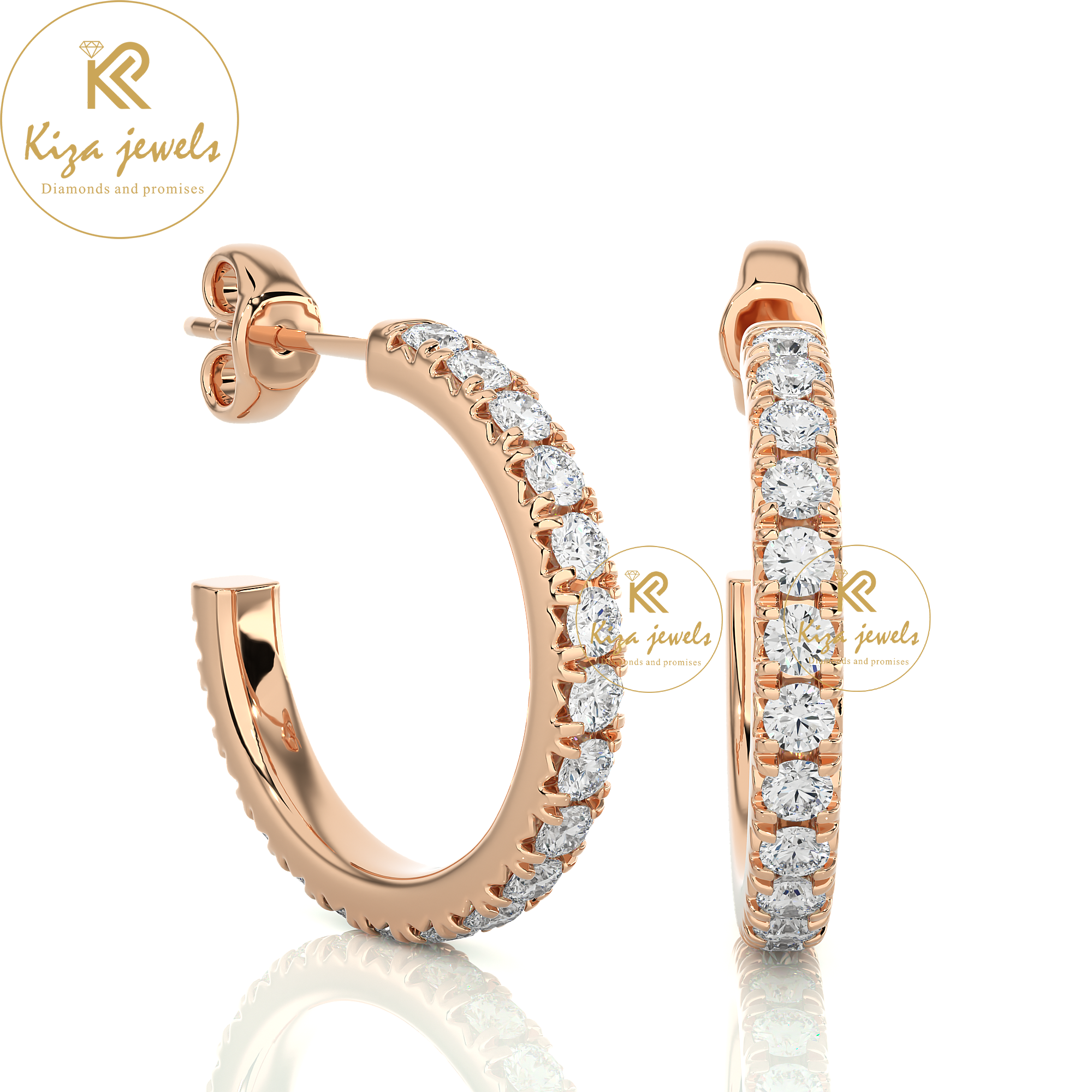 0.70 TDW Round Cut Women's Diamond Hoop Earring