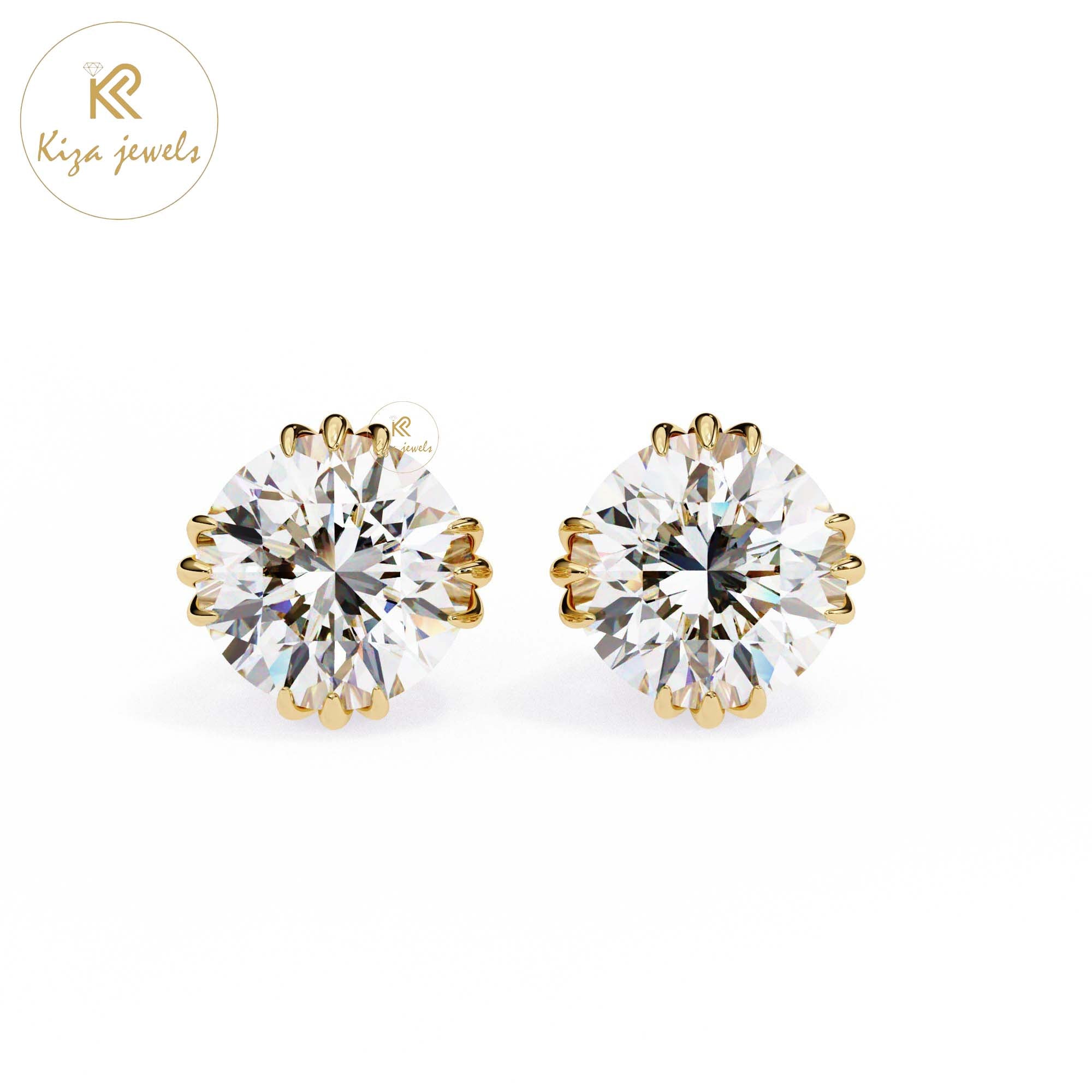 2.80 TDW Round Cut Diamond Stud Earring