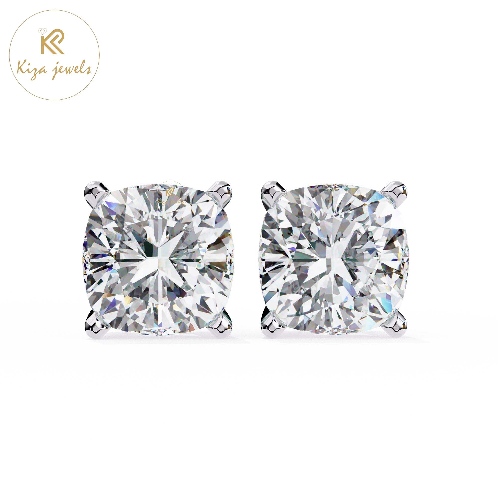 2.33 TDW Cushion Cut Diamond Stud Earring