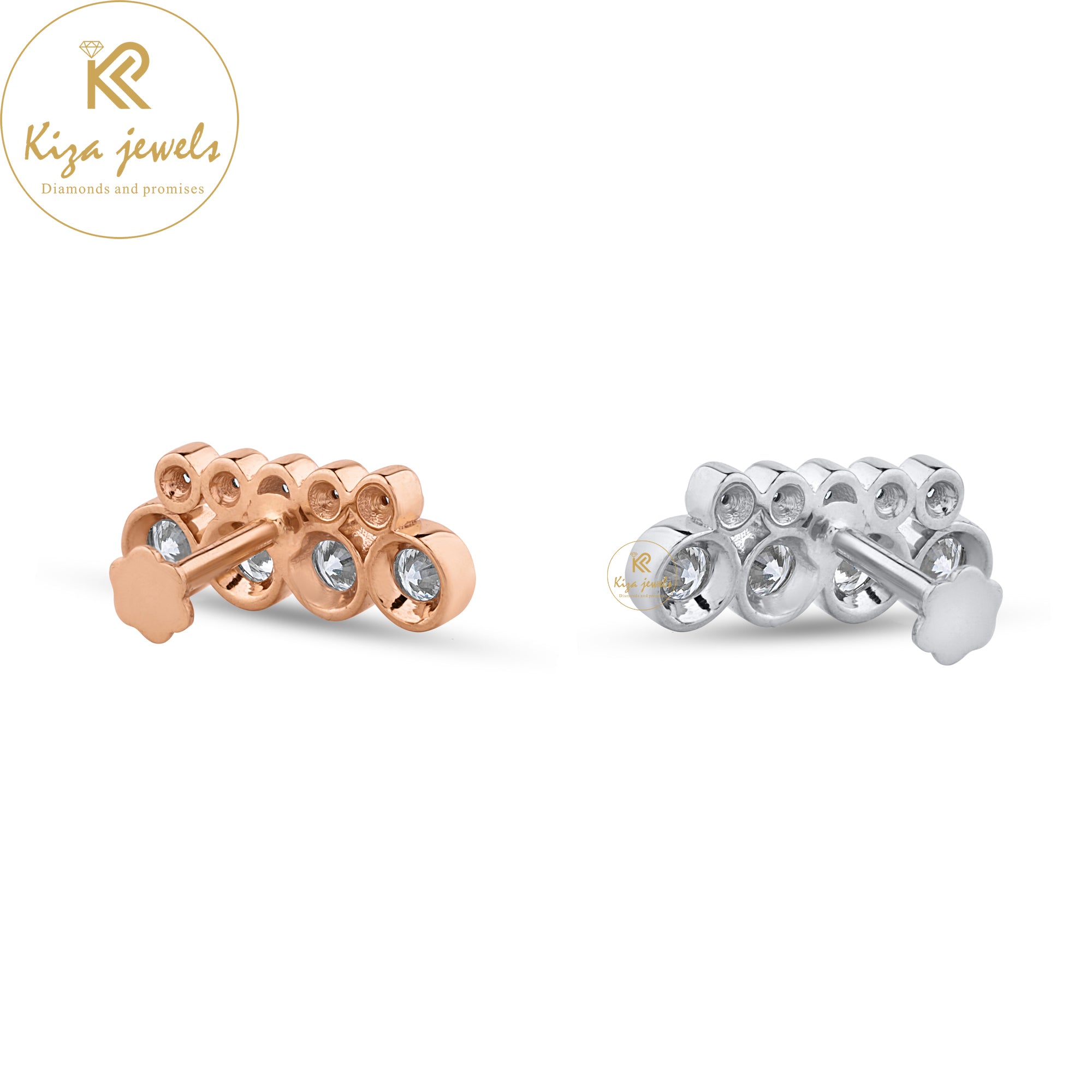 0.94 TDW Round Cut Diamond White/Rose Gold Stud Earring