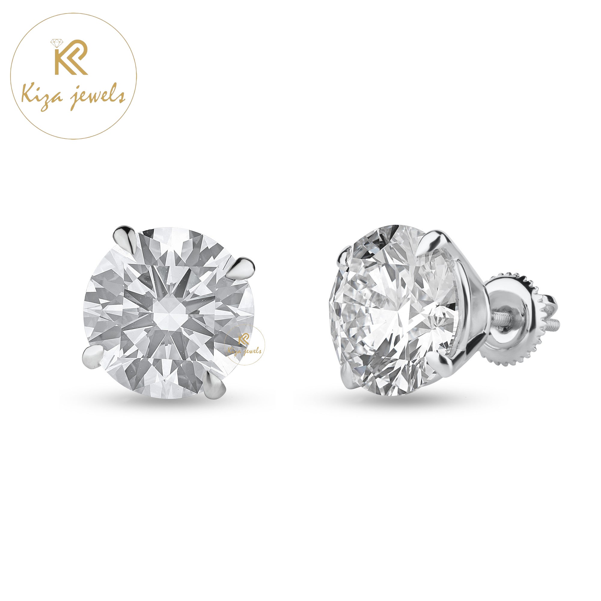 8.02 TDW Round Cut Diamond Stud Earring